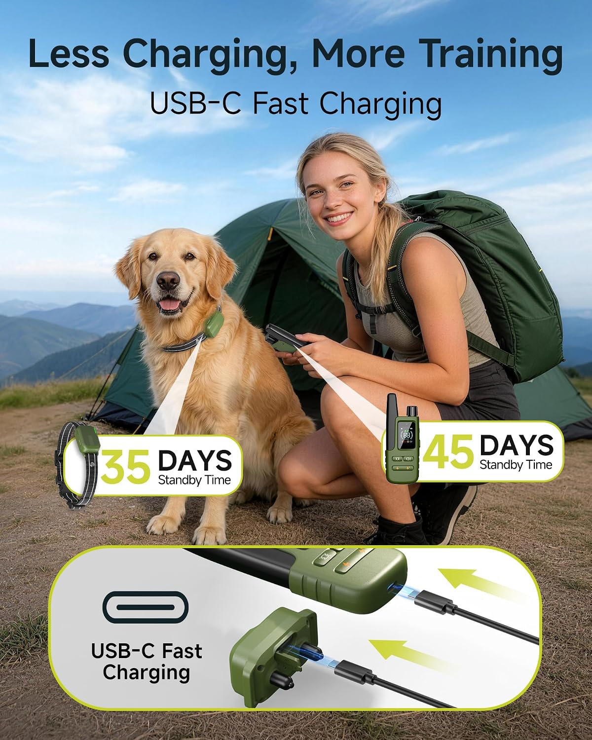 Dog Shock Collar - 4500FT Dog Training Collar with Remote for Dogs 10-120lb | IPX8 eCollar with No-Shock Mode. Beep(1-8) Vibration(1-16) Shock(0-99). Waterproof Electric Colalr for Small Medium Large Dog