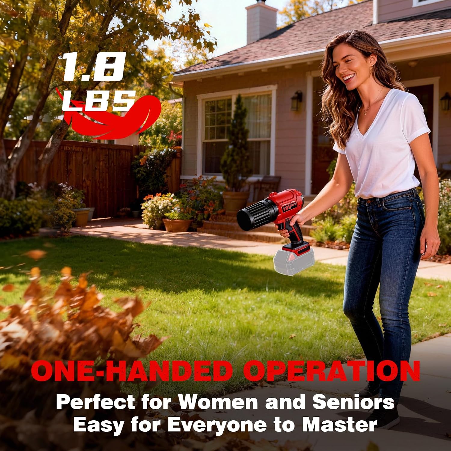 Cordless Leaf Blower for Milwaukee 18V Battery. 720-CFM 180-MPH Handheld Electric Brushless Dust Blower with Light. Battery Powered Leaf Blowers for Patio. Lawn Care. Leaves (Battery Not Included)