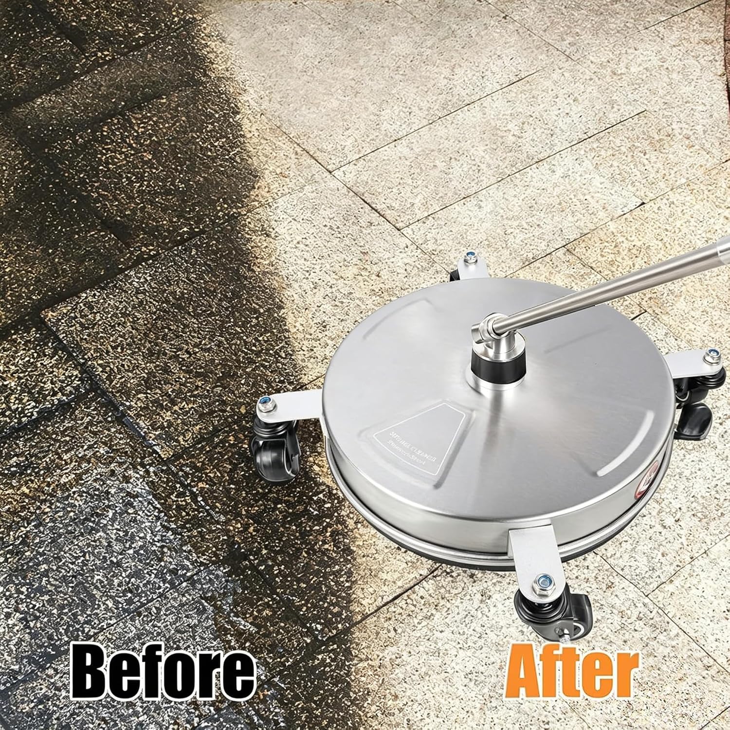 Hourleey 19 Pressure Washer Surface Cleaner. Stainless Steel Surface Cleaner with 4 Wheels for Concrete. Patio. Sidewalk. Deck. Pathway 1/4 Quick Connector. 2 Extension Wand. 4000 PSI