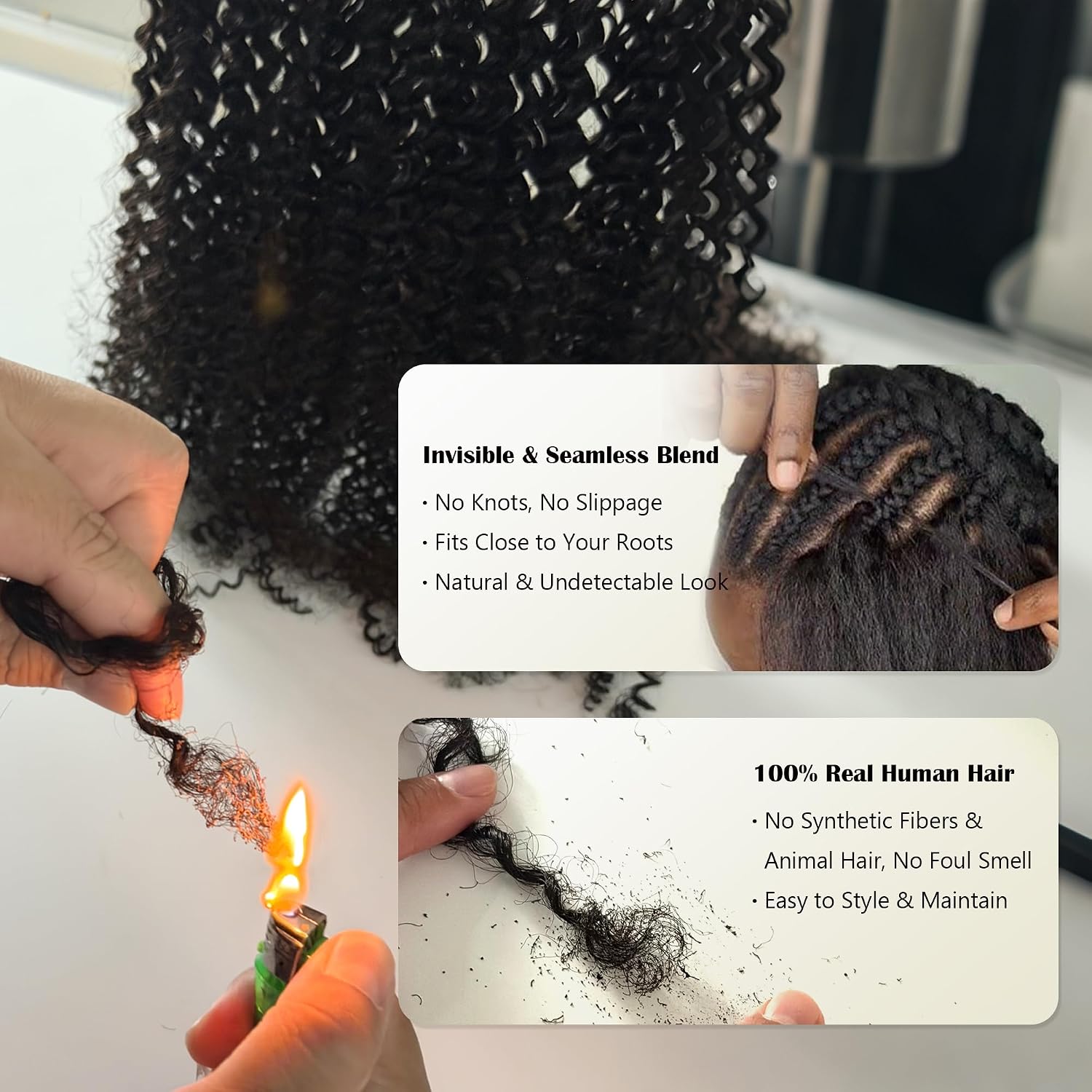 100% Human Hair Crochet Hair Burmese Curly. Pre-Looped & Pre-Separated Crochet Braids. Natural Black. Soft Lightweight. No Shedding. Tangle Free. Crochet Hair for Black Women 100strands 120g 20 Inch