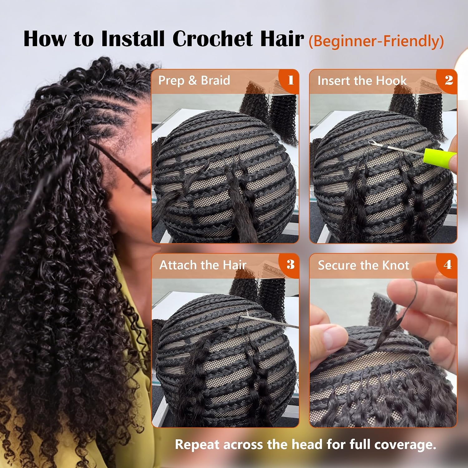 100% Human Hair Crochet Hair Burmese Curly. Pre-Looped & Pre-Separated Crochet Braids. Natural Black. Soft Lightweight. No Shedding. Tangle Free. Crochet Hair for Black Women 100strands 120g 20 Inch