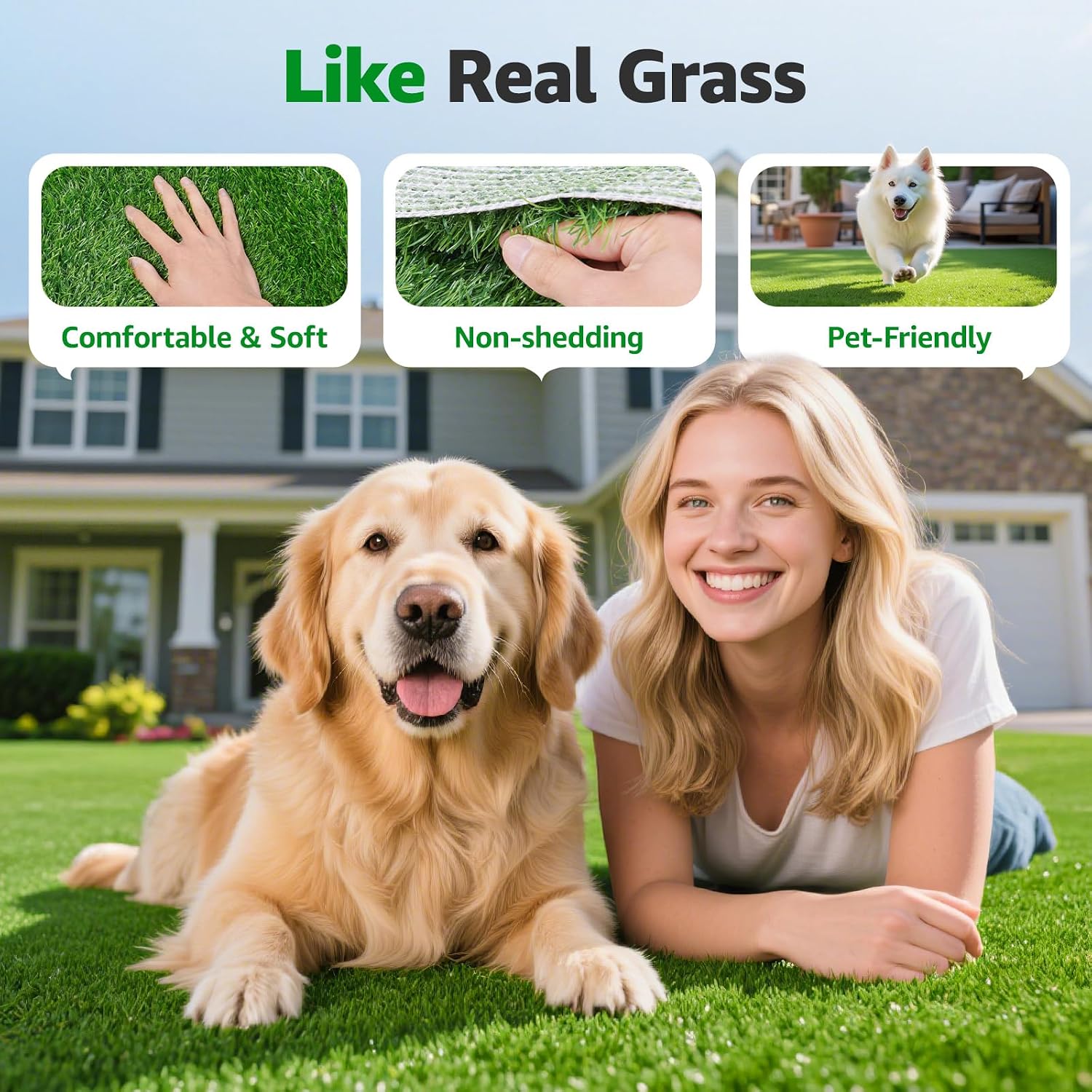 6x10FT Artificial Grass Fake Turf Grass Outdoor Indoor with Drainage Holes | Pet-Friendly Dog Grass Pad. Fast-Drain. Easy to Clean. Perfect for Balcony Patio Backyard Garden Wedding Christmas Decoration