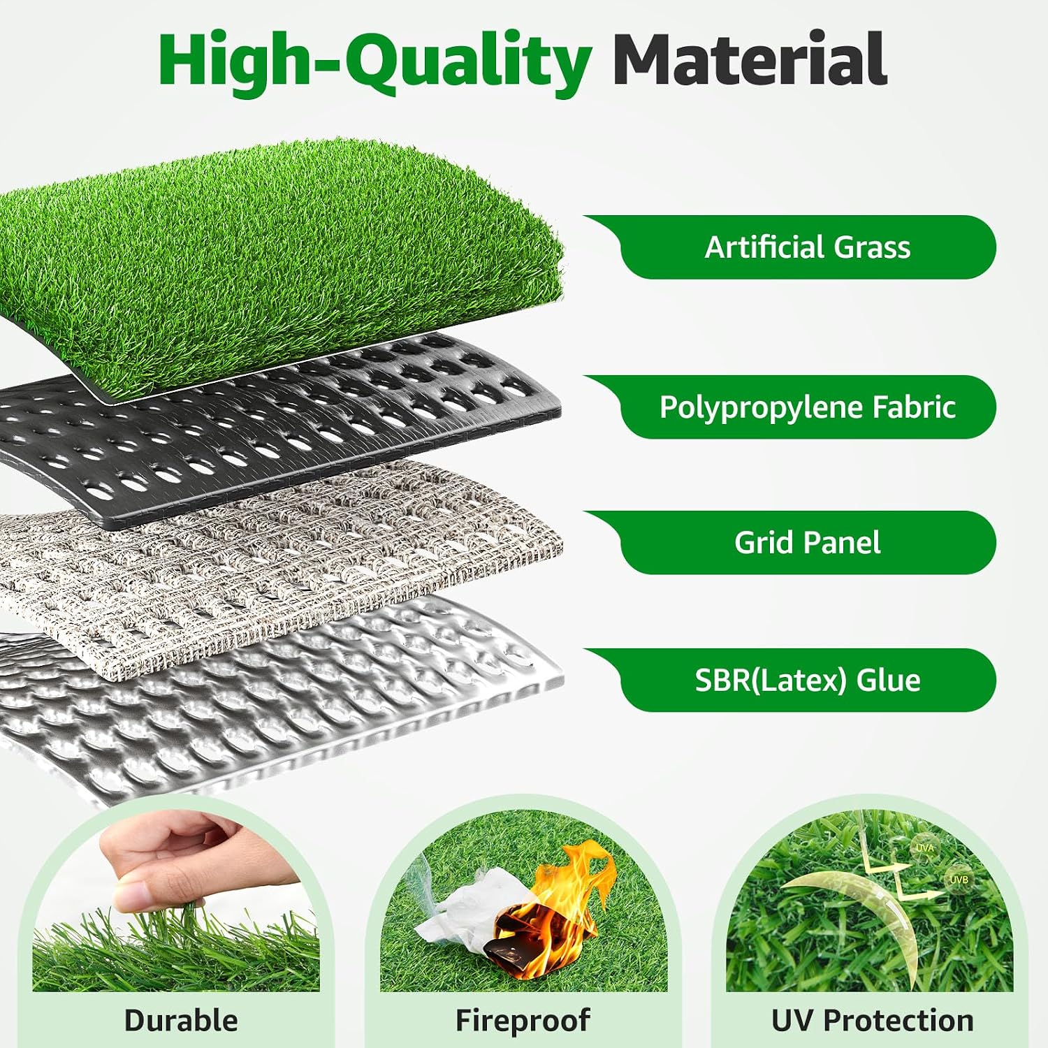 6x10FT Artificial Grass Fake Turf Grass Outdoor Indoor with Drainage Holes | Pet-Friendly Dog Grass Pad. Fast-Drain. Easy to Clean. Perfect for Balcony Patio Backyard Garden Wedding Christmas Decoration