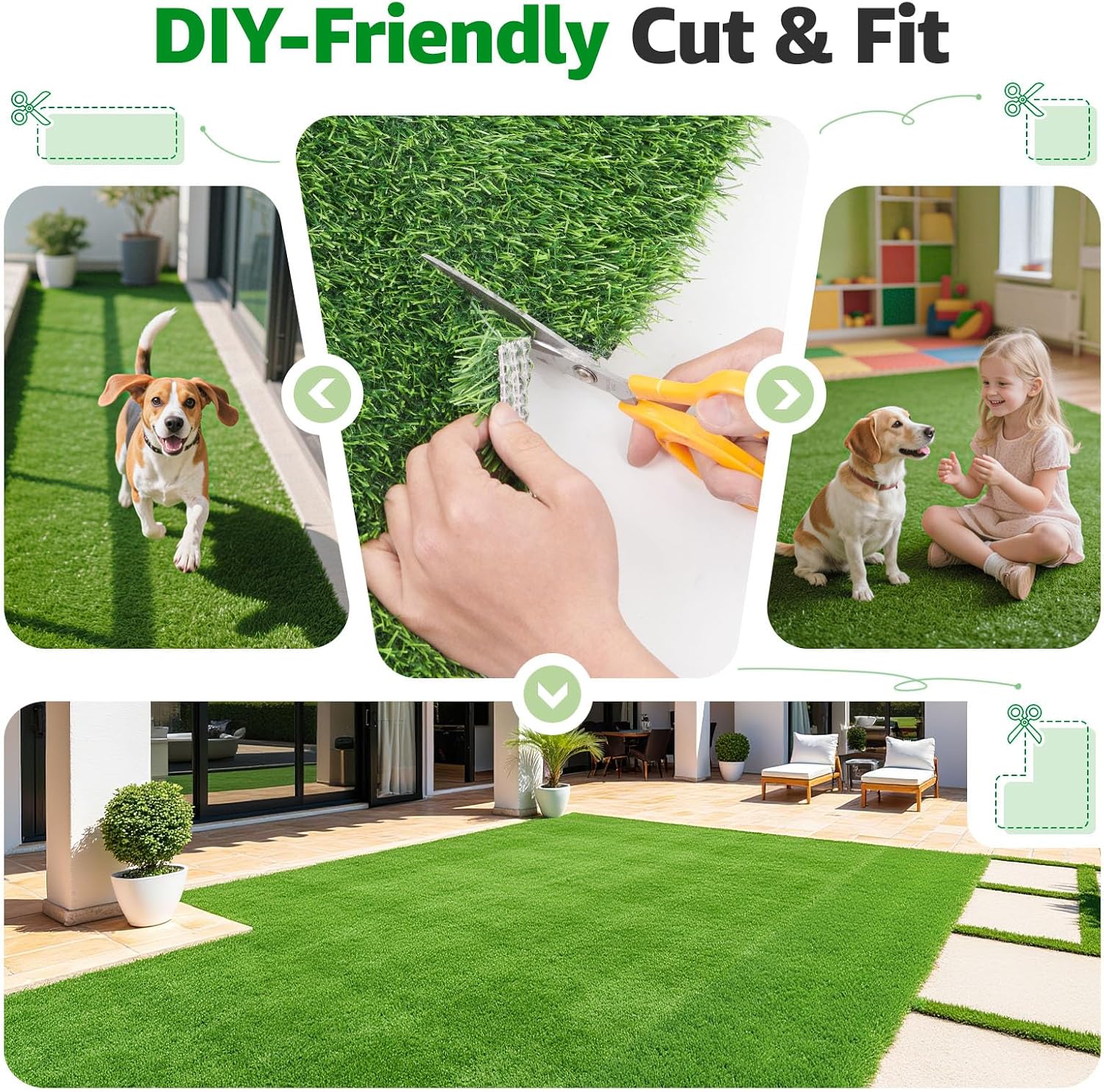 6x10FT Artificial Grass Fake Turf Grass Outdoor Indoor with Drainage Holes | Pet-Friendly Dog Grass Pad. Fast-Drain. Easy to Clean. Perfect for Balcony Patio Backyard Garden Wedding Christmas Decoration