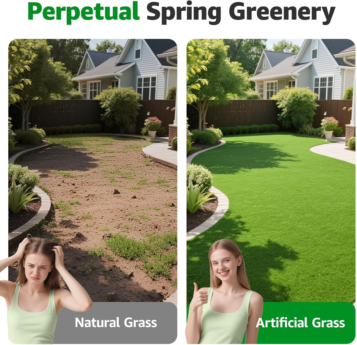 6x10FT Artificial Grass Fake Turf Grass Outdoor Indoor with Drainage Holes | Pet-Friendly Dog Grass Pad. Fast-Drain. Easy to Clean. Perfect for Balcony Patio Backyard Garden Wedding Christmas Decoration