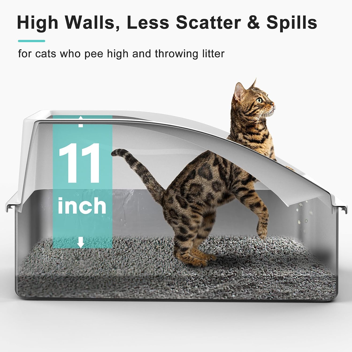 AIPERRO Stainless Steel Litter Box | XL Enclosed Cat Litter Boxes with Lid | High Sided Metal Litter Box for Big Cats | Anti-Urine Leakage | Non-Stick & Easy to Clean | Includes Litter Mat & Metal Scoop