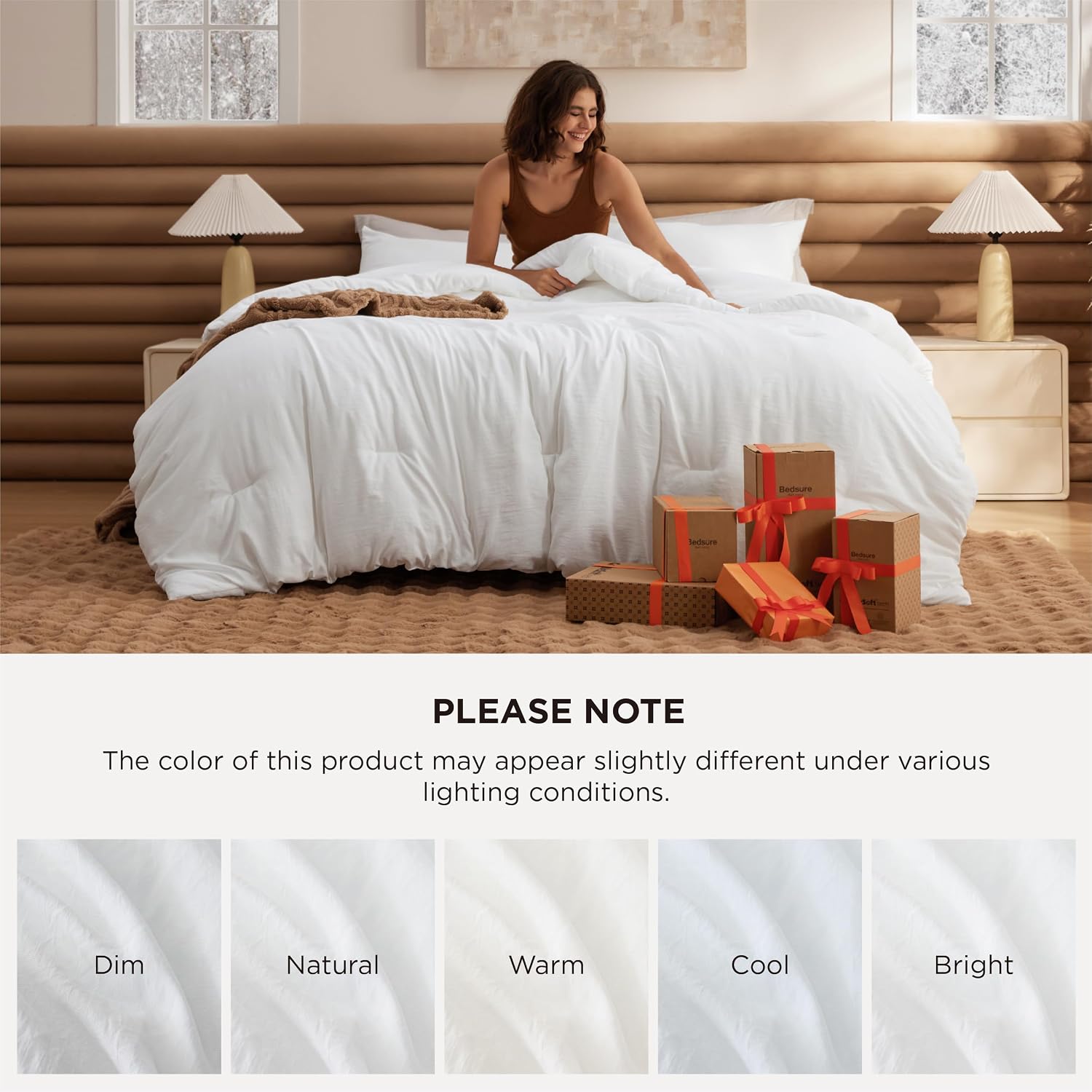 Bedsure Twin/Twin XL Comforter Set. White Soft Prewashed Bedding for All Seasons. 2 Pieces GentleSoft™ Bed Set. 1 Lightweight Comforter (68x88) and 1 Pillowcase (20x26)