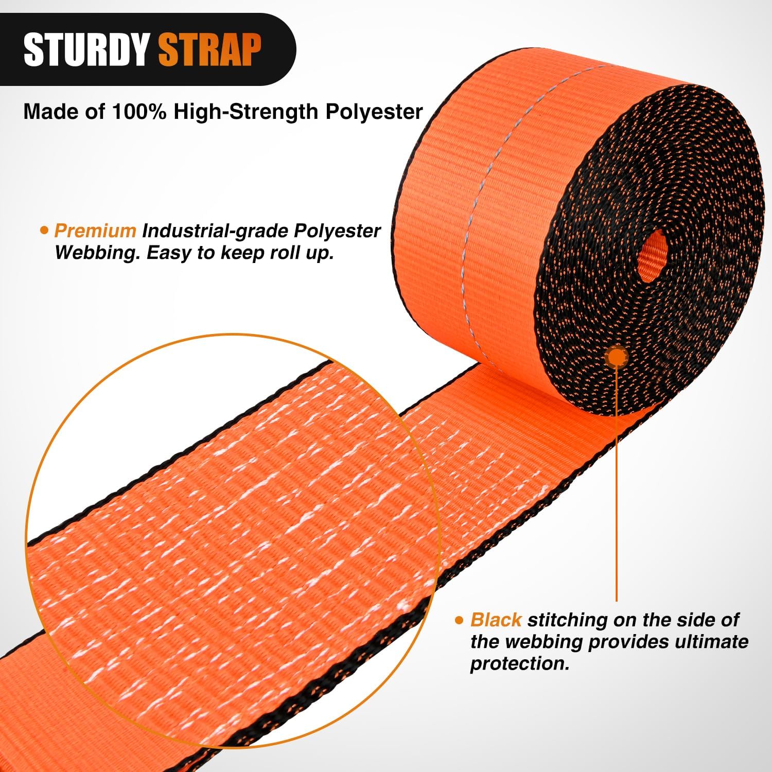 Nilight Truck Straps 4×30' Heavy Duty 16800LBS Break Strength 10 Pack | Orange Winch Straps with Flat Hook WLL 5400LBS Cargo Straps for Flatbeds Trucks Trailers Farms Rescues Tree Saver
