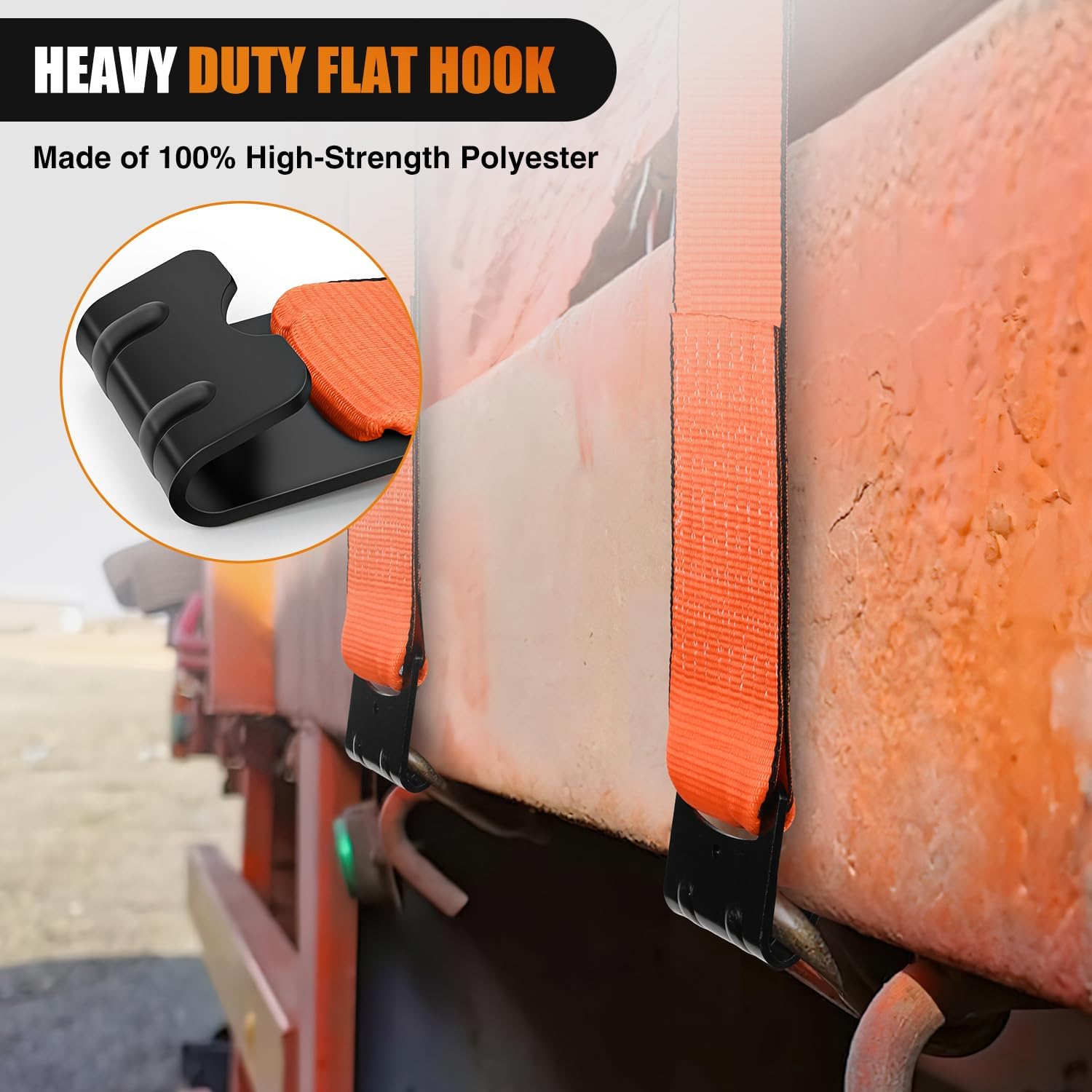 Nilight Truck Straps 4×30' Heavy Duty 16800LBS Break Strength 10 Pack | Orange Winch Straps with Flat Hook WLL 5400LBS Cargo Straps for Flatbeds Trucks Trailers Farms Rescues Tree Saver