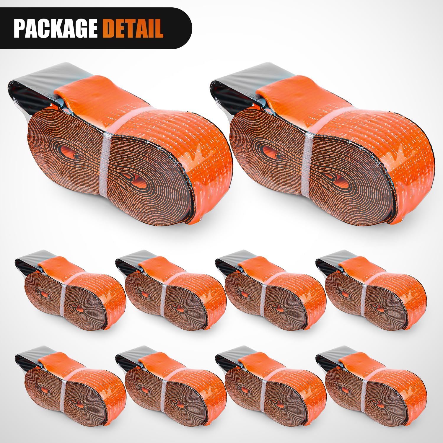 Nilight Truck Straps 4×30' Heavy Duty 16800LBS Break Strength 10 Pack | Orange Winch Straps with Flat Hook WLL 5400LBS Cargo Straps for Flatbeds Trucks Trailers Farms Rescues Tree Saver