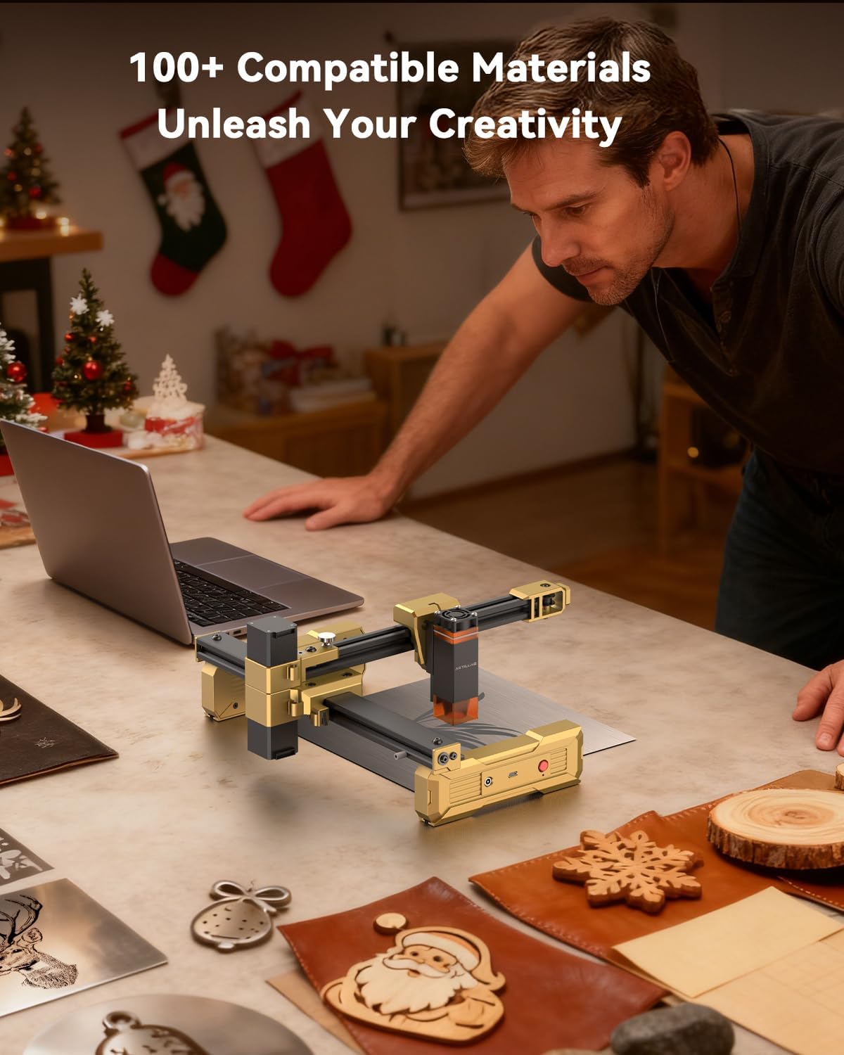 Artilume Foldable Laser Engraver with App for DIY & Craft - T1 7W | 200x150mm Work Area | 10000mm/min Speed | 0.01mm Precision | Wood. Leather. Acrylic. Coated Metal | APP Control