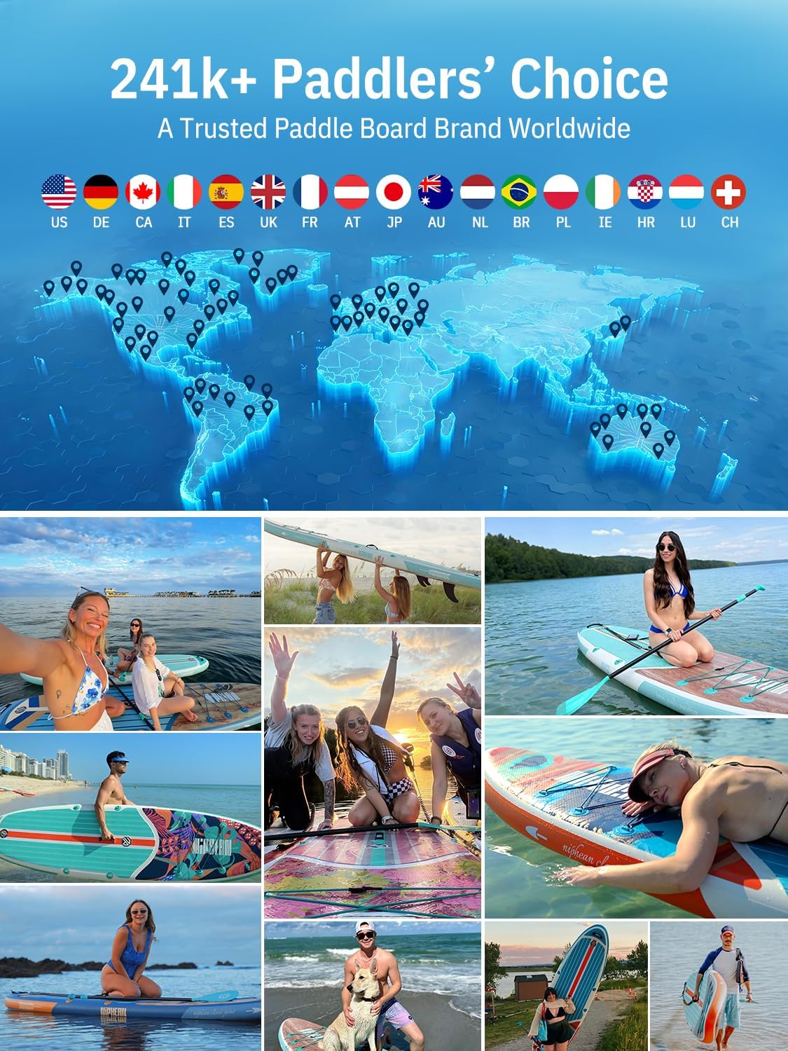 Niphean Inflatable Stand Up Paddle Board with SUP Accessories.Green Wood | 10'6'' SUP. Anti-Slip EVA Deck. 450 lbs Capacity Inflatable Paddle Boards for Adults & Youth of All Skill Levels