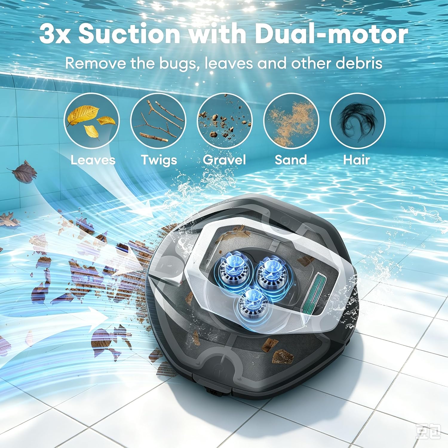 Ultenic Cordless Robotic Pool Cleaner with Remote&APP Control. Pool Vacuum for Above & In-Ground Pool up to 850 Sq.ft.. 90 Mins Long Runtime. Fast Charging. Self-Parking&2.5L Large Filter. Green