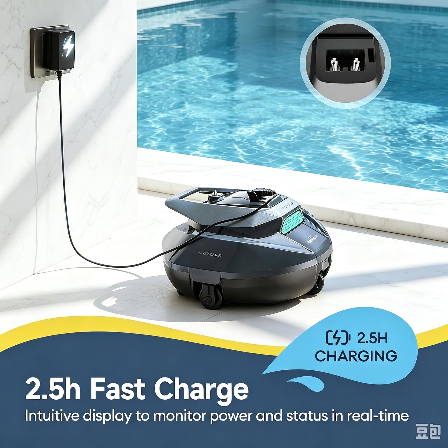 Ultenic Cordless Robotic Pool Cleaner with Remote&APP Control. Pool Vacuum for Above & In-Ground Pool up to 850 Sq.ft.. 90 Mins Long Runtime. Fast Charging. Self-Parking&2.5L Large Filter. Green
