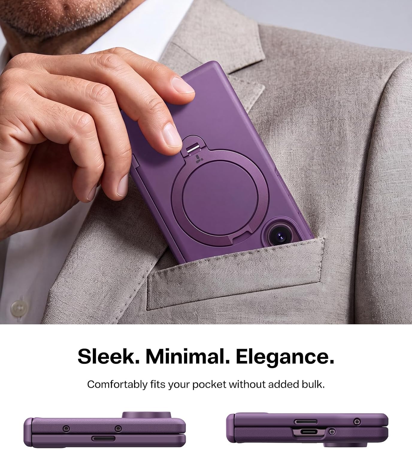 TORRAS 360 Spin Magnetic Stand Case for Galaxy Z Fold 8 Ultra. MIL-Grade | Hinge Protection. Compatible with MagSafe. 360 Kickstand. Hard Slim Protevtive. 2 Screen Protectors. Violet Purple