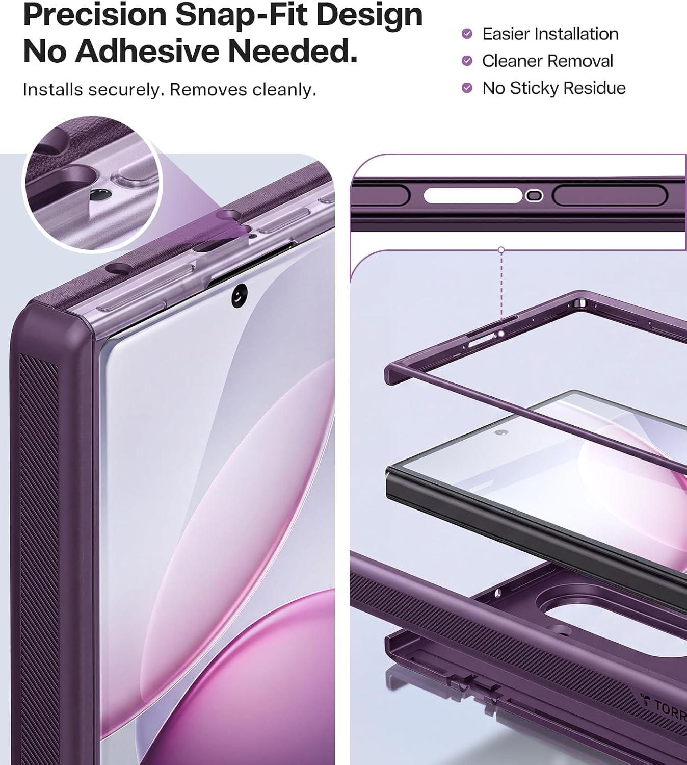 TORRAS 360 Spin Magnetic Stand Case for Galaxy Z Fold 8 Ultra. MIL-Grade | Hinge Protection. Compatible with MagSafe. 360 Kickstand. Hard Slim Protevtive. 2 Screen Protectors. Violet Purple