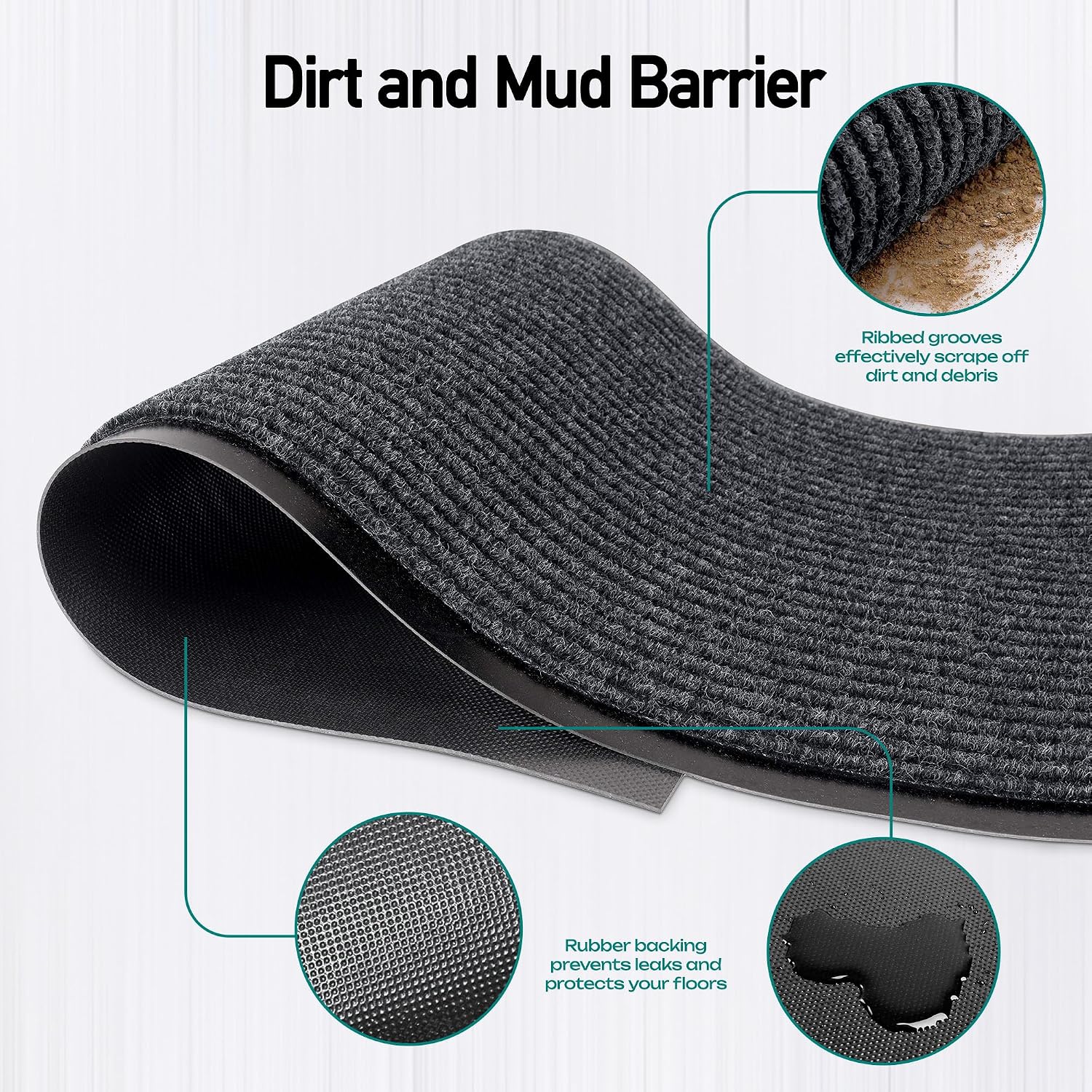 MaxMat Durable Rubber Door Mat - Heavy Duty. Indoor/Outdoor. Easy Clean. Waterproof. Low-Profile Mat for Entry. Patio. Garage - Stylish (Charcoal. 10' x 4' (Mud Trapper))