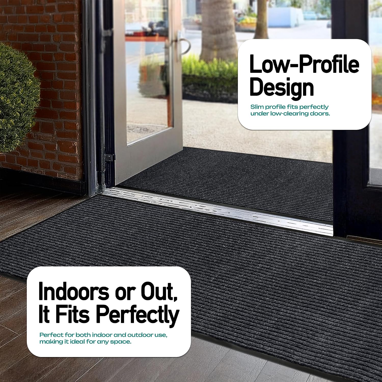 MaxMat Durable Rubber Door Mat - Heavy Duty. Indoor/Outdoor. Easy Clean. Waterproof. Low-Profile Mat for Entry. Patio. Garage - Stylish (Charcoal. 10' x 4' (Mud Trapper))