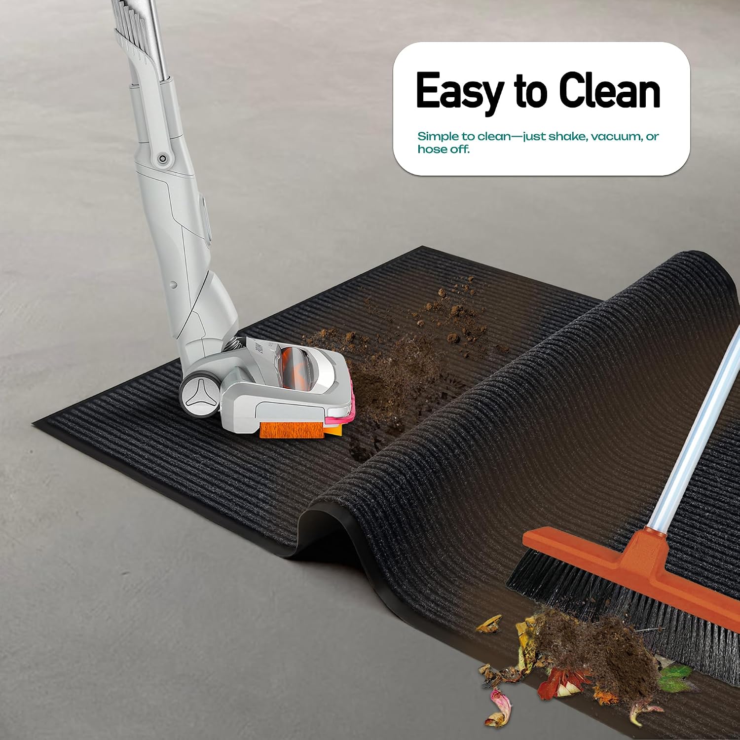 MaxMat Durable Rubber Door Mat - Heavy Duty. Indoor/Outdoor. Easy Clean. Waterproof. Low-Profile Mat for Entry. Patio. Garage - Stylish (Charcoal. 10' x 4' (Mud Trapper))