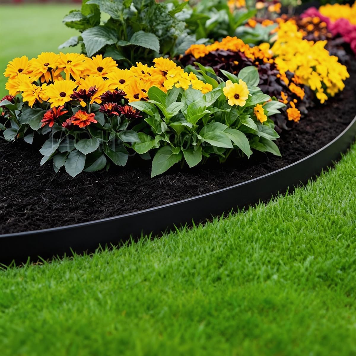 Landscape Edging Border 120FT. 4IN Tall Plastic Garden Edging | Lawn Edging Kit with 180pcs Spikes. Tool-Free Flexible Edge Border for Yard. Flowerbeds. Tree Surrounds. Pathway. Black