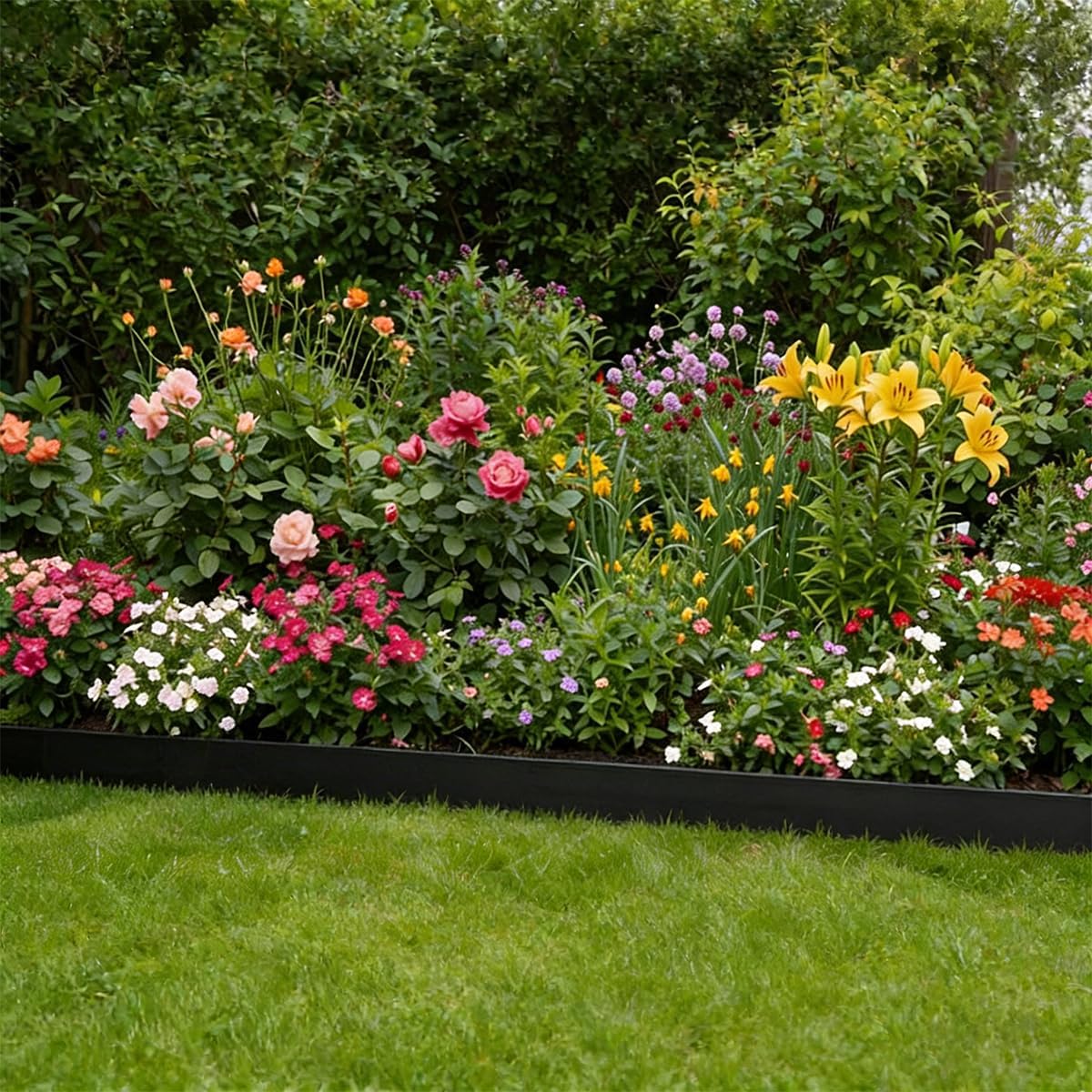 Landscape Edging Border 120FT. 4IN Tall Plastic Garden Edging | Lawn Edging Kit with 180pcs Spikes. Tool-Free Flexible Edge Border for Yard. Flowerbeds. Tree Surrounds. Pathway. Black
