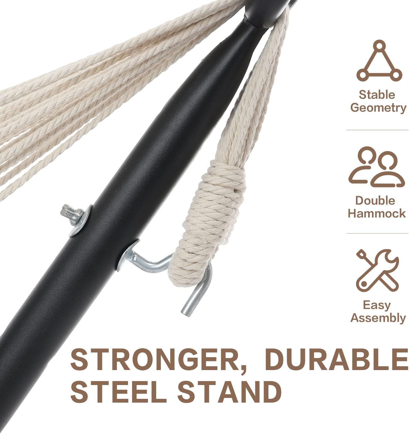 PNAEUT Double Hammocks with Stand for Outside. Portable Space Saving Heavy-Duty Steel Stand for Indoor Outdoor Patio with Carrying Bag. 450 lbs Capacity (Lightblue)