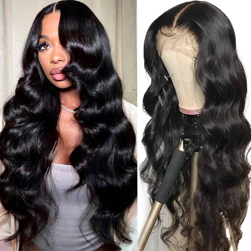 MsBertha 26 Inch Body Wave Human Hair Wig 13x6 Lace Front Wigs Human Hair Pre Plucked 200 Density HD Lace Frontal Wigs With Baby Hair Glueless Wigs Silky Smooth Tangle-free for Women Daily
