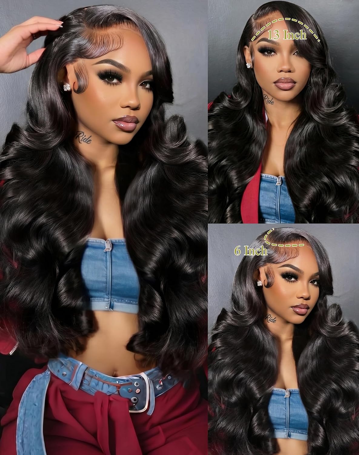 MsBertha 26 Inch Body Wave Human Hair Wig 13x6 Lace Front Wigs Human Hair Pre Plucked 200 Density HD Lace Frontal Wigs With Baby Hair Glueless Wigs Silky Smooth Tangle-free for Women Daily