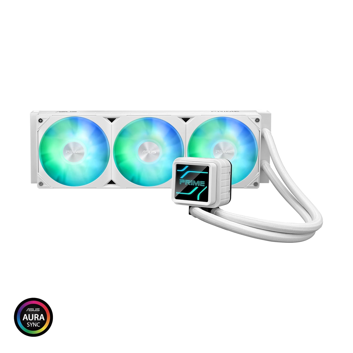 ASUS Prime LC 360 ARGB White Edition all-in-one CPU liquid cooler with special CPU contact area. water block with infinity mirror lens options. pre-installed ARGB fans & Aura lighting. 6 Year Warranty