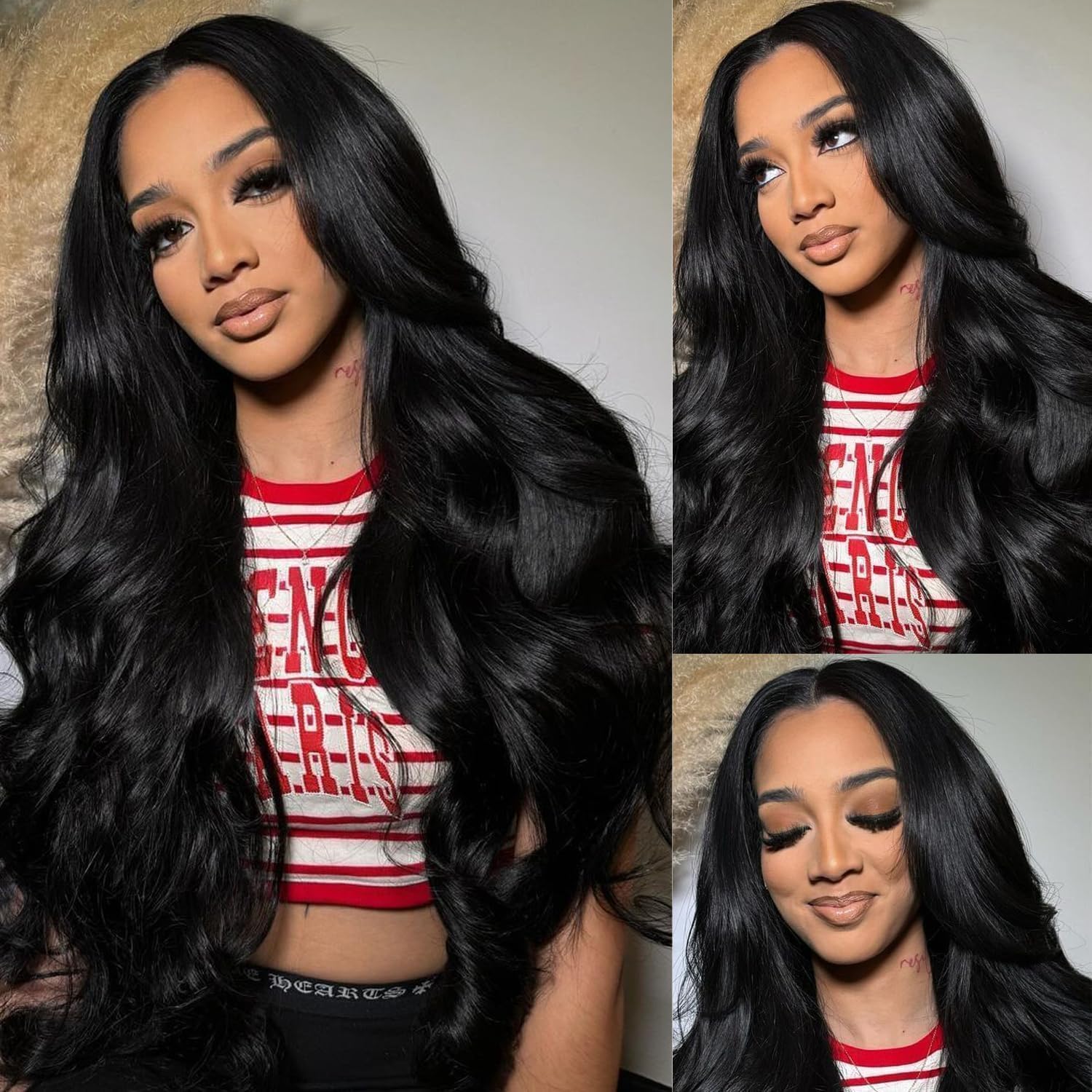 Afekisn 13x6 Lace Front Wigs Human Hair Pre Plucked 200% Density Body Wave HD Transparent Lace Frontal Wigs for Women Natural Color Glueless with Baby Hair 24 Inch