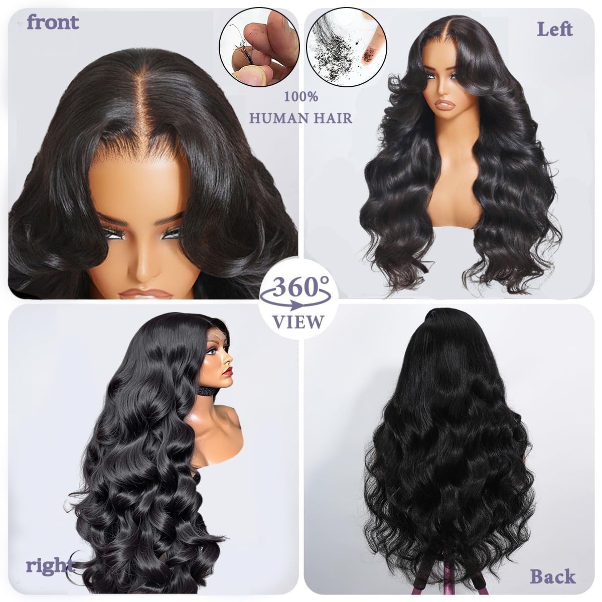 Afekisn 13x6 Lace Front Wigs Human Hair Pre Plucked 200% Density Body Wave HD Transparent Lace Frontal Wigs for Women Natural Color Glueless with Baby Hair 24 Inch