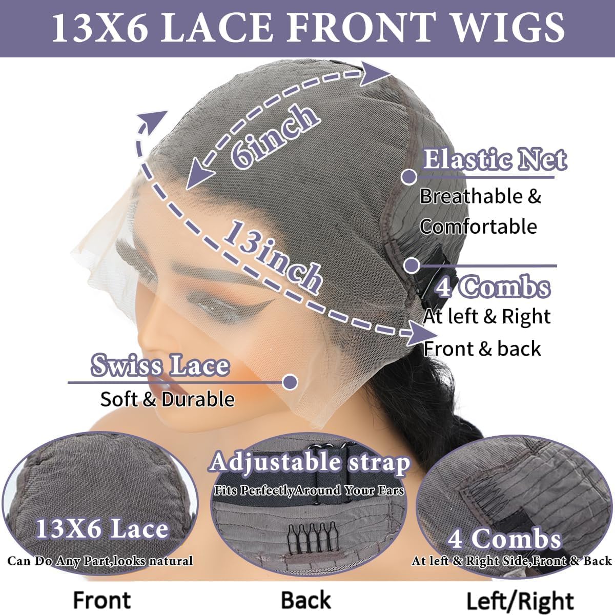 Afekisn 13x6 Lace Front Wigs Human Hair Pre Plucked 200% Density Body Wave HD Transparent Lace Frontal Wigs for Women Natural Color Glueless with Baby Hair 24 Inch