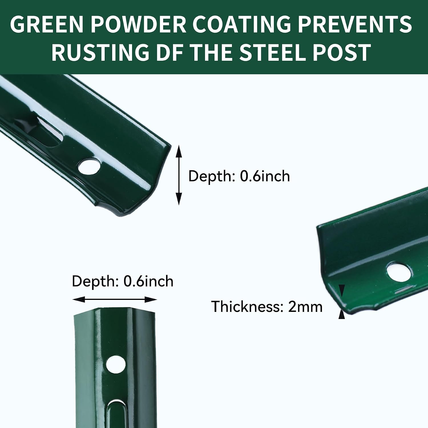 Metal Fence Post 4.8 Feet Green. Pack of 20. T Post for Wire Fence. No Dig Steel U Posts Fencing for Lawn Garden Wire Mesh Fences Poles Sign Outdoor