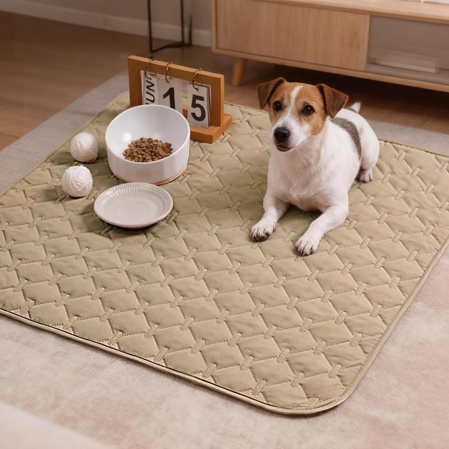 gogobunny 100% Double-Sided Waterproof Dog Bed Cover Pet Blanket Sofa Couch Furniture Protector for Puppy Large Dog Cat. Reversible (30x30 Inch (Pack of 1). Dark Beige/Light Beige)