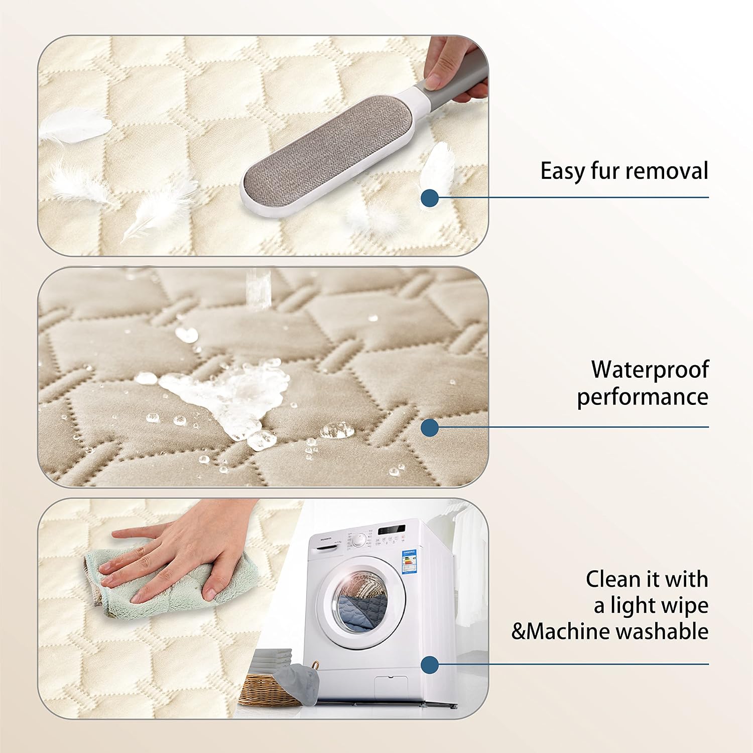 gogobunny 100% Double-Sided Waterproof Dog Bed Cover Pet Blanket Sofa Couch Furniture Protector for Puppy Large Dog Cat. Reversible (30x30 Inch (Pack of 1). Dark Beige/Light Beige)