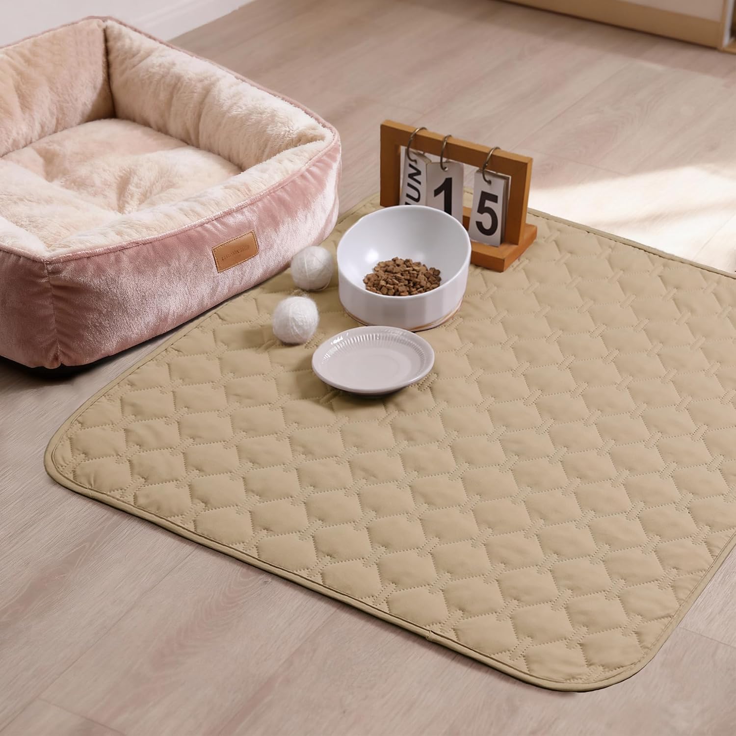 gogobunny 100% Double-Sided Waterproof Dog Bed Cover Pet Blanket Sofa Couch Furniture Protector for Puppy Large Dog Cat. Reversible (30x30 Inch (Pack of 1). Dark Beige/Light Beige)