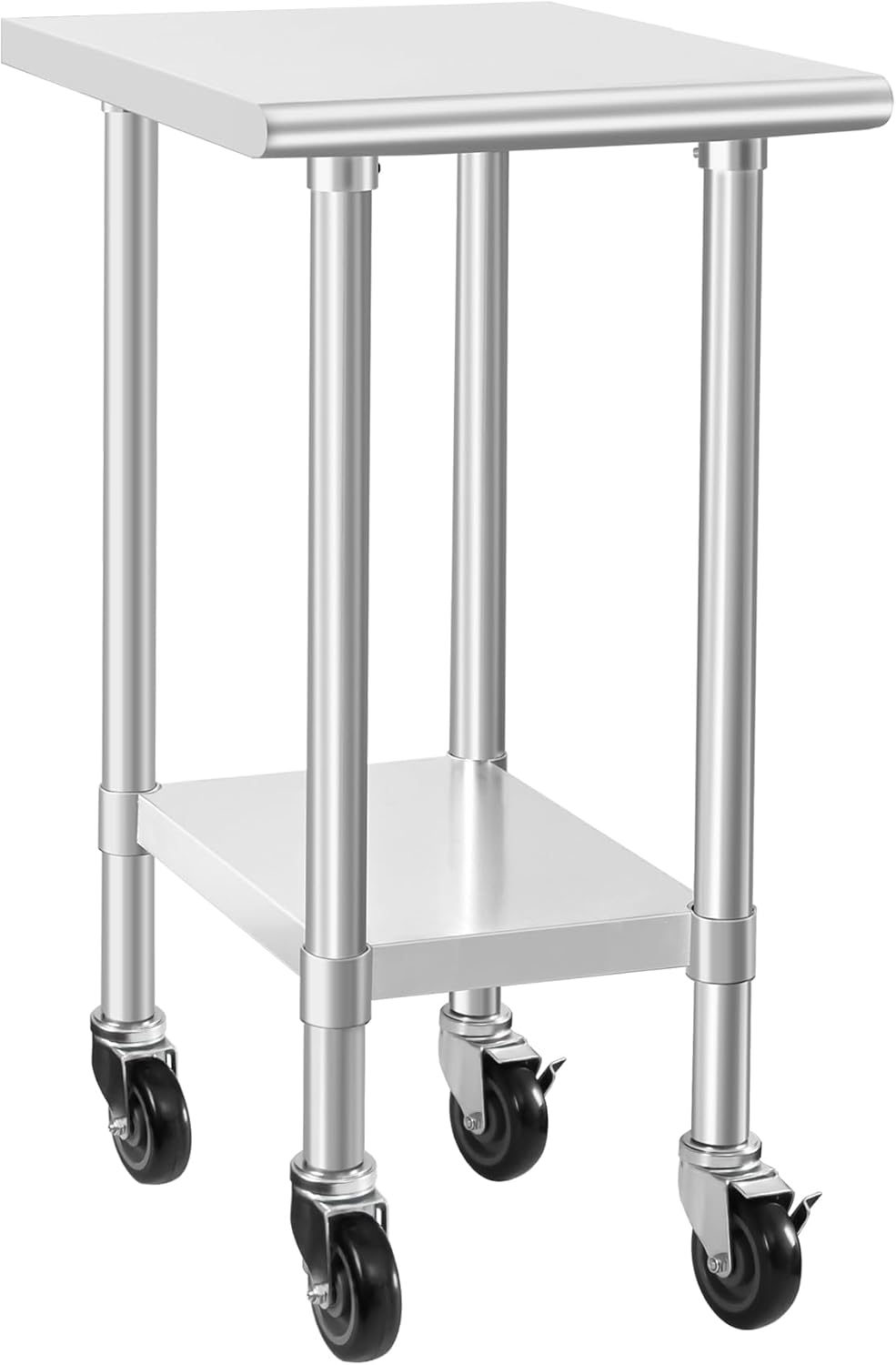 HARDURA Stainless Steel Commercial Table 24×18 Inches with Casters | Prep & Work Table. Heavy Duty Metal Table with Wheels. NSF 430