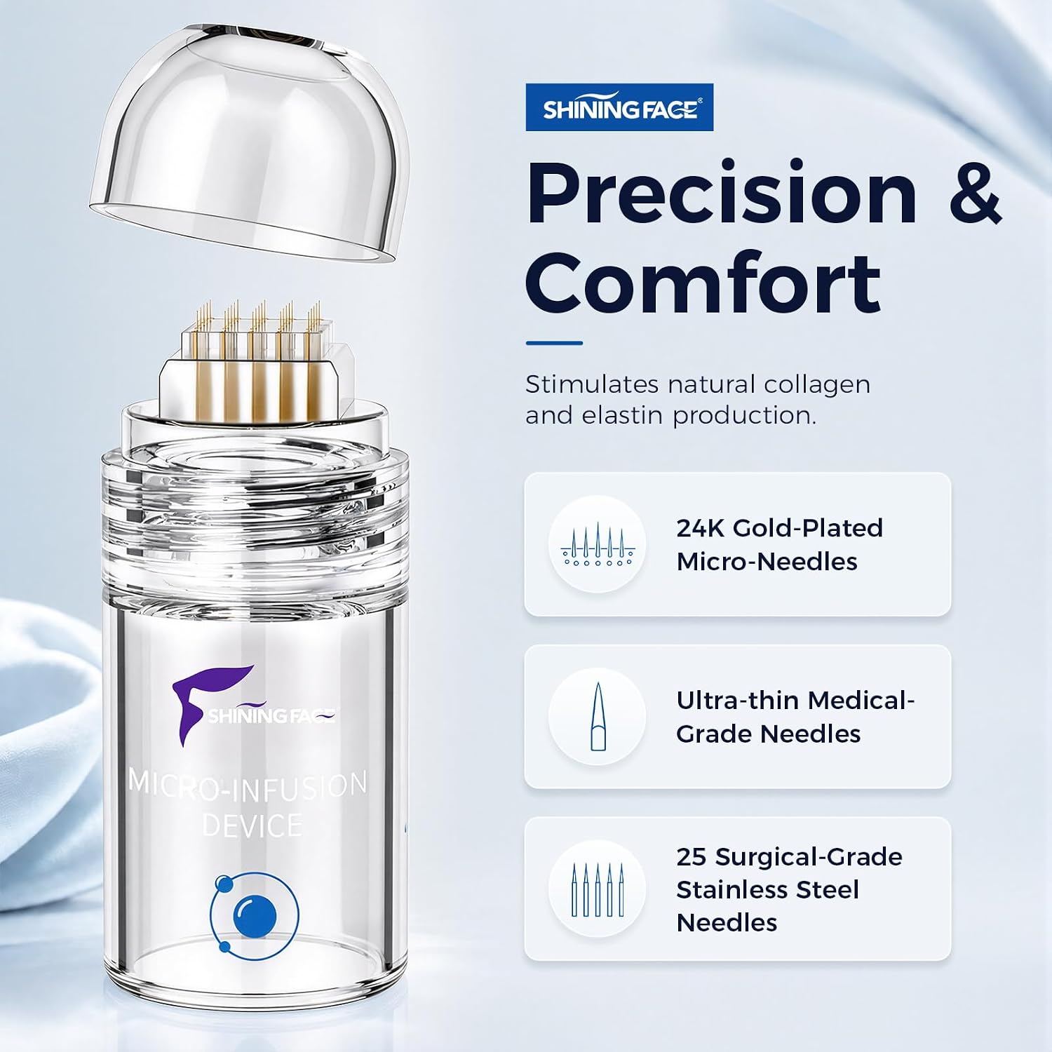 Micro-Infusion System for Face&Neck- 0.25mm Facial Stamp with Hydrating Spray and Blue Copper Peptide for Anti-Wrinkle&Firmer-looking.Easy 5-Minute At Home.Facial Kit for All Skin Types-3Month Supply