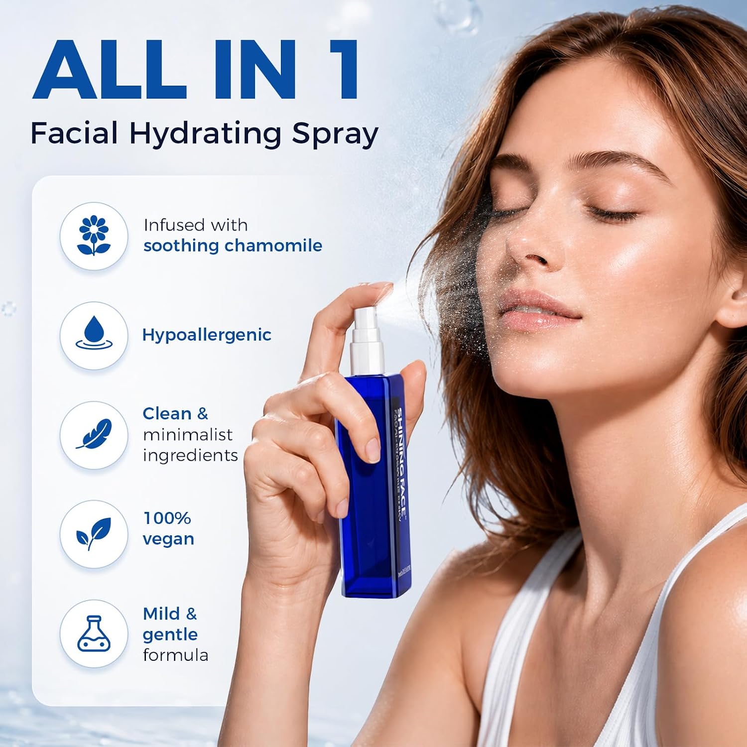 Micro-Infusion System for Face&Neck- 0.25mm Facial Stamp with Hydrating Spray and Blue Copper Peptide for Anti-Wrinkle&Firmer-looking.Easy 5-Minute At Home.Facial Kit for All Skin Types-3Month Supply
