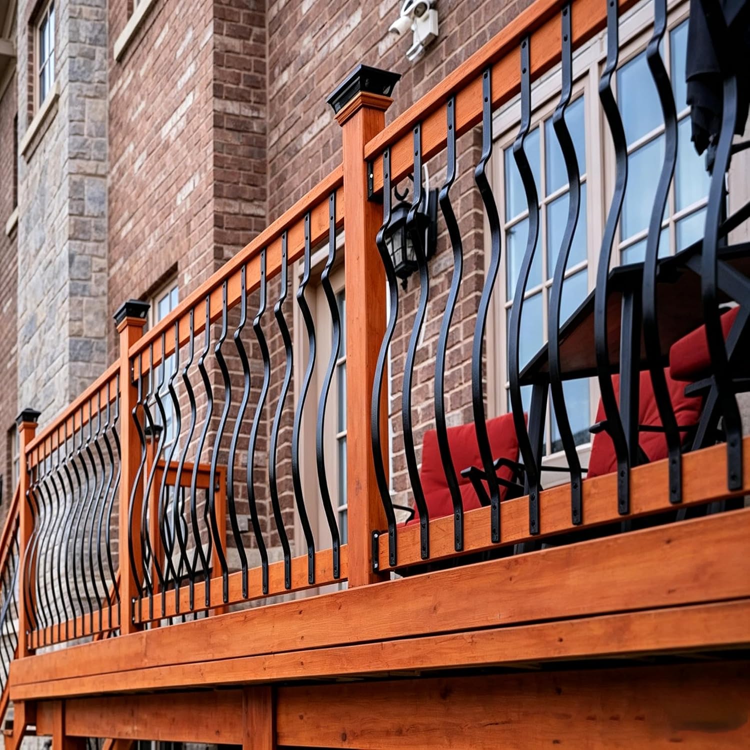 HZIU 61 Pack 29.5 Deck Balusters with Screws .Iron Deck Railing | Rustproof Pre-Drilled Wave Arc Spindles .Easy install Metal Spindles for Outdoor Porch Stair Deck Railing - Amazon.com