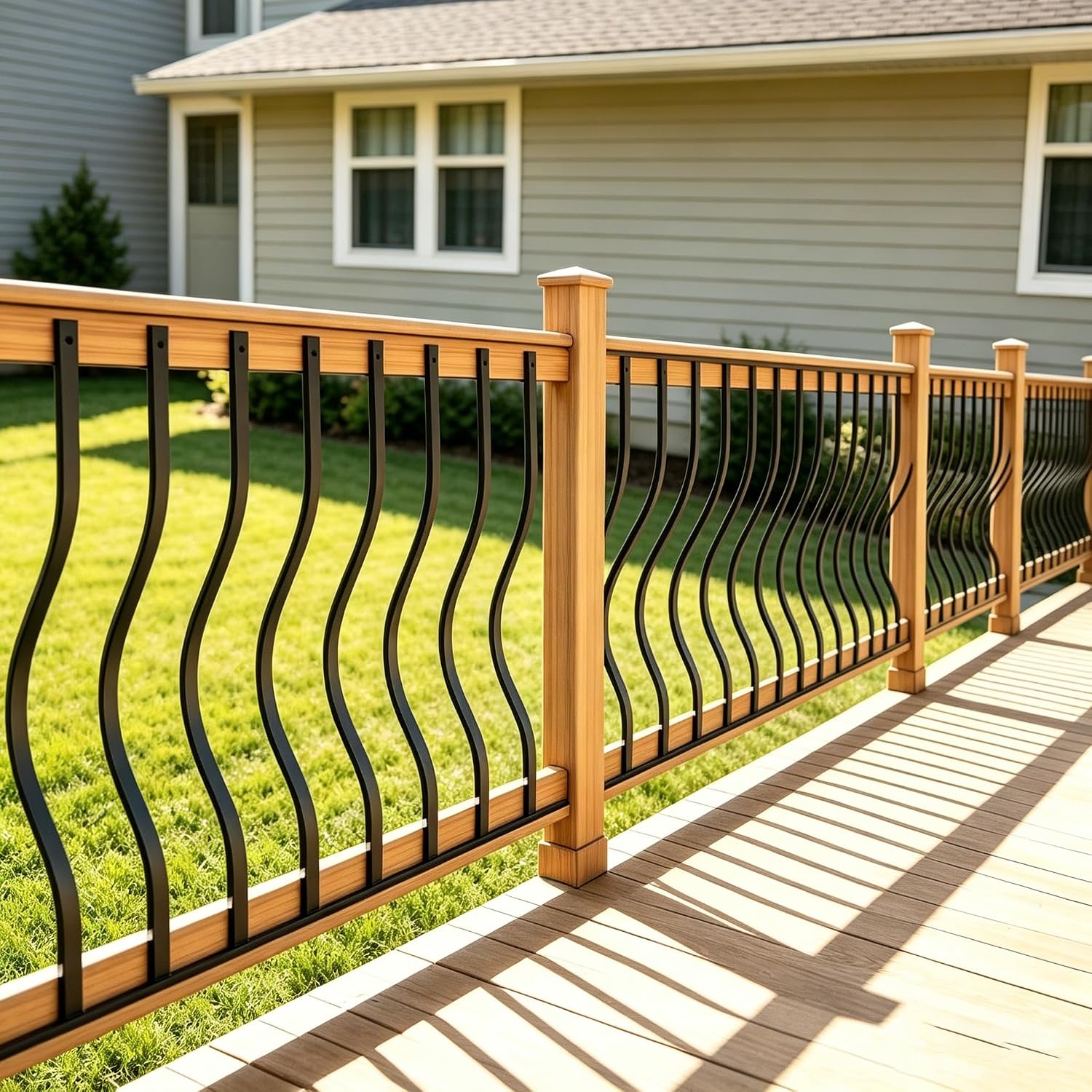 HZIU 61 Pack 29.5 Deck Balusters with Screws .Iron Deck Railing | Rustproof Pre-Drilled Wave Arc Spindles .Easy install Metal Spindles for Outdoor Porch Stair Deck Railing - Amazon.com