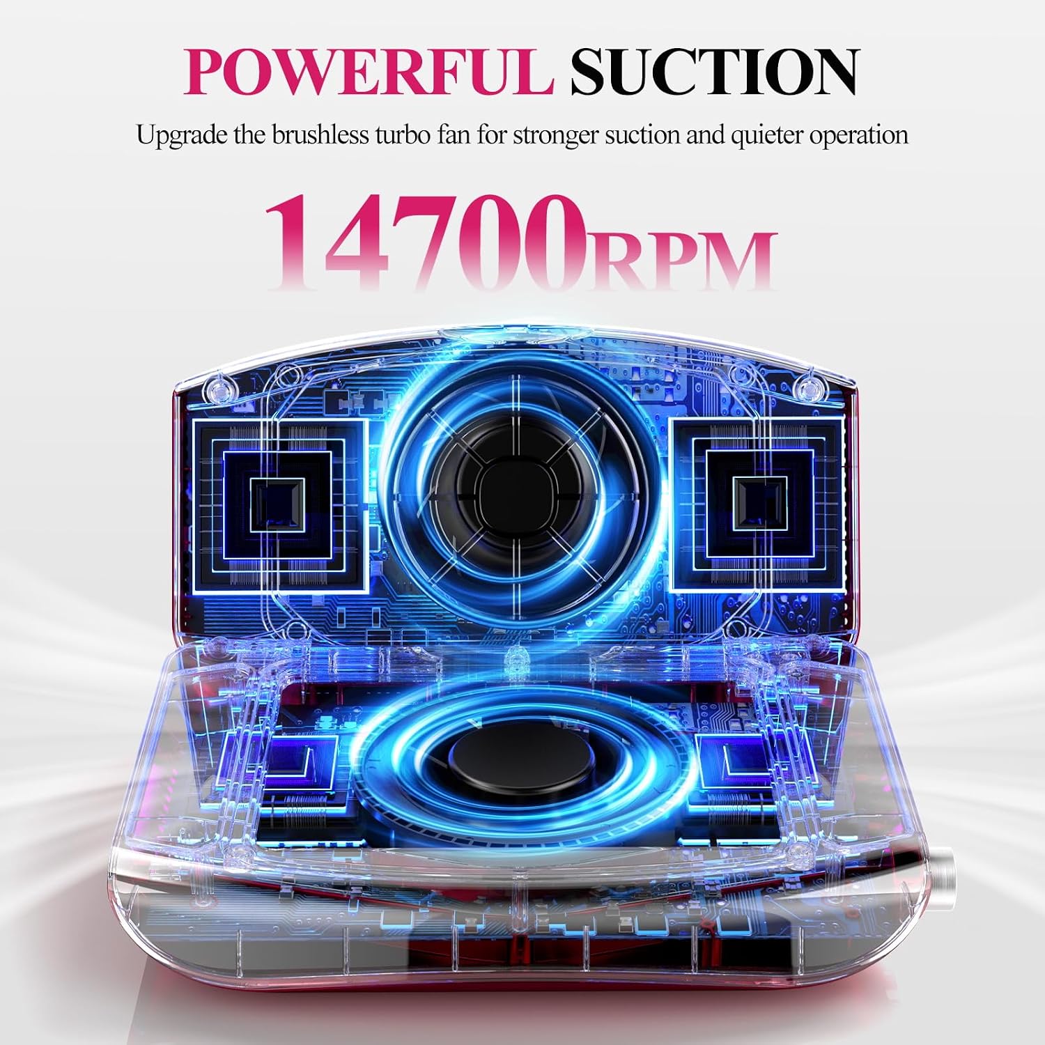 Nail Dust Collector. 2026 Upgrade 2800PA Professional Foldable Nail Vacuum Dust Collector Fan with Filter Papers (30 Pcs) for Acrylic Nail Polishing & Manicure at Nail Salon & Home - Red