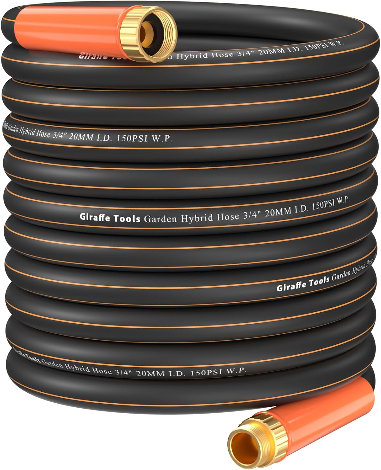 Giraffe Tools Garden Hose 100ft x 3/4 | Heavy Duty 3/4 Inch Water Hose. Flexible. Hybrid Lightweight Hose. Male to Female Fittings. Burst 600 PSI