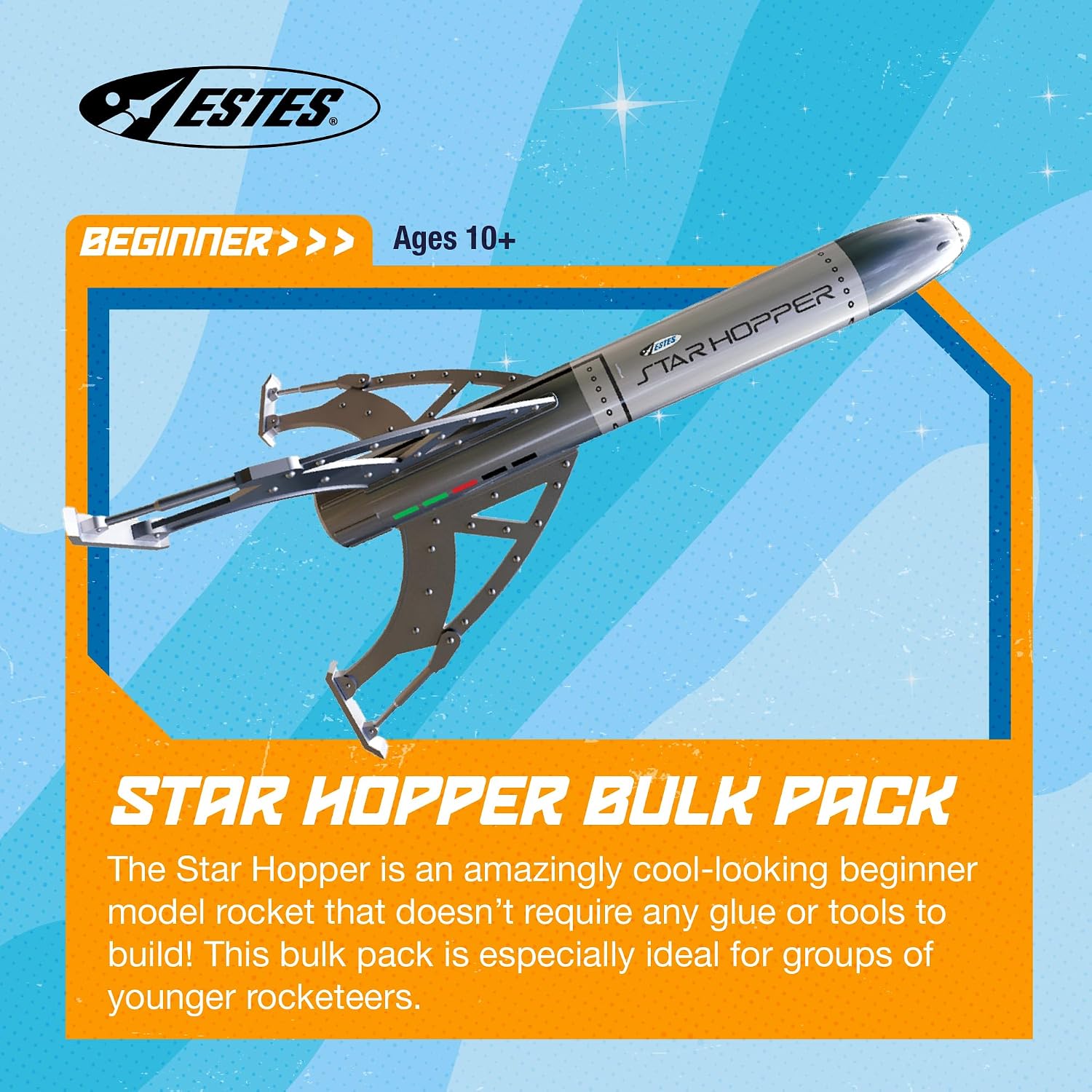 Estes 1721 Bulk Pack of 12 Star Hopper Rocket-Building Kits. Beginner Flying-Rocket-Model Kits for Ages 10+
