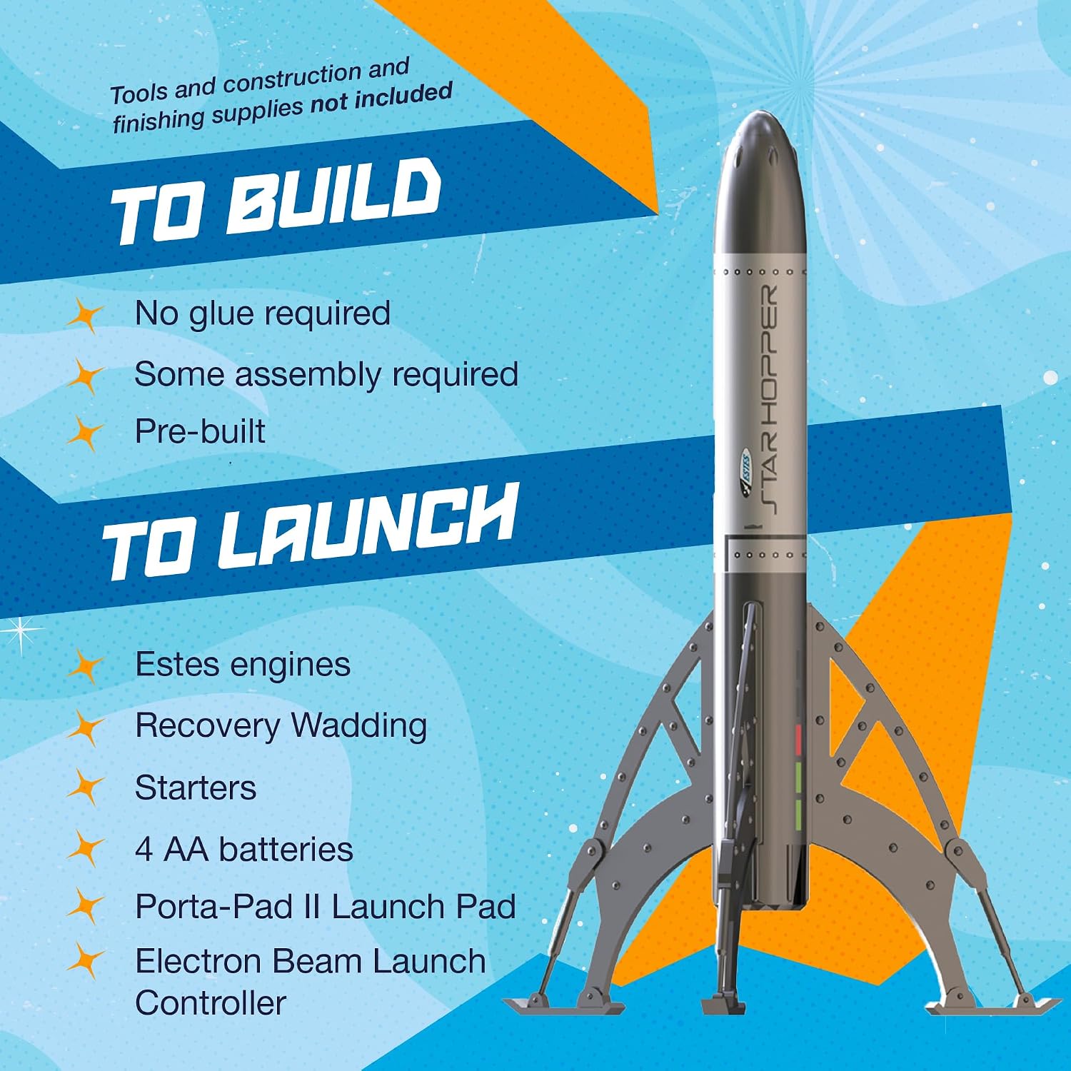 Estes 1721 Bulk Pack of 12 Star Hopper Rocket-Building Kits. Beginner Flying-Rocket-Model Kits for Ages 10+
