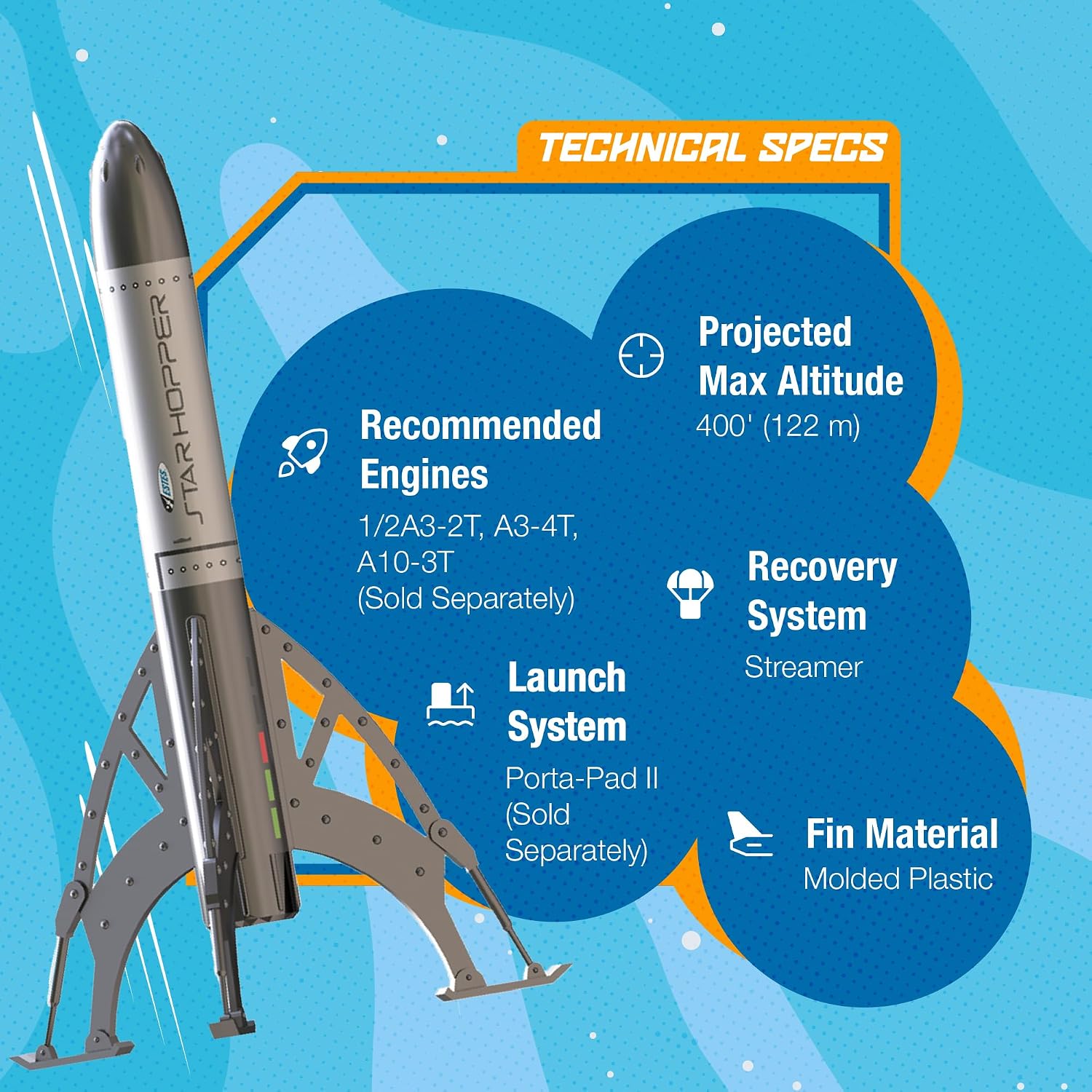 Estes 1721 Bulk Pack of 12 Star Hopper Rocket-Building Kits. Beginner Flying-Rocket-Model Kits for Ages 10+