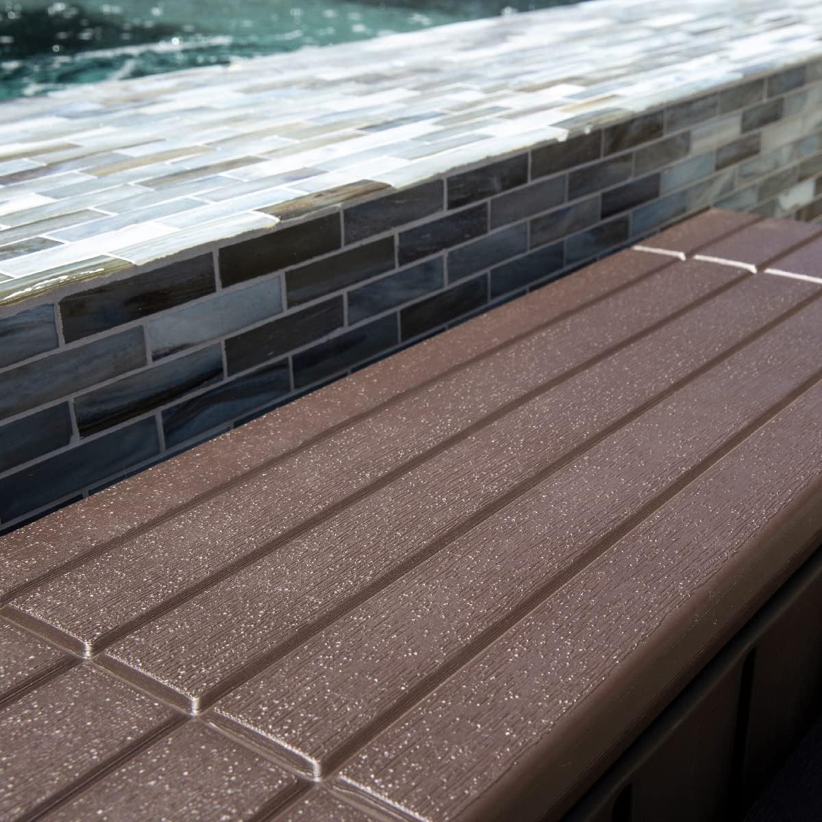 XtremepowerUS Universal 2 Slip-Resistant Spa & Hot Tub Step Outdoor Indoor Stool Pool Ladder Compartment Spa Step 36 Inches Long with Storage. Brown/Black
