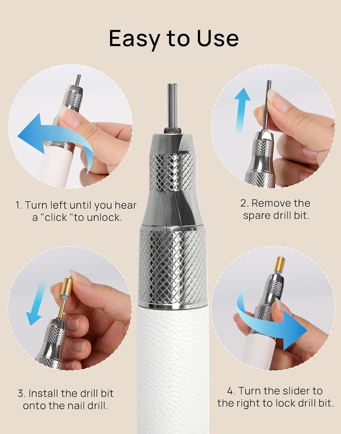 Professional Electric Nail Drill Machine - O NAIL 50.000 RPM E-File with LCD Display. Smart Control and Vibration-Free. 3mm Shank Bits Kit. Beginner Mode for Acrylic Gel Removal. for Home & Salon Use