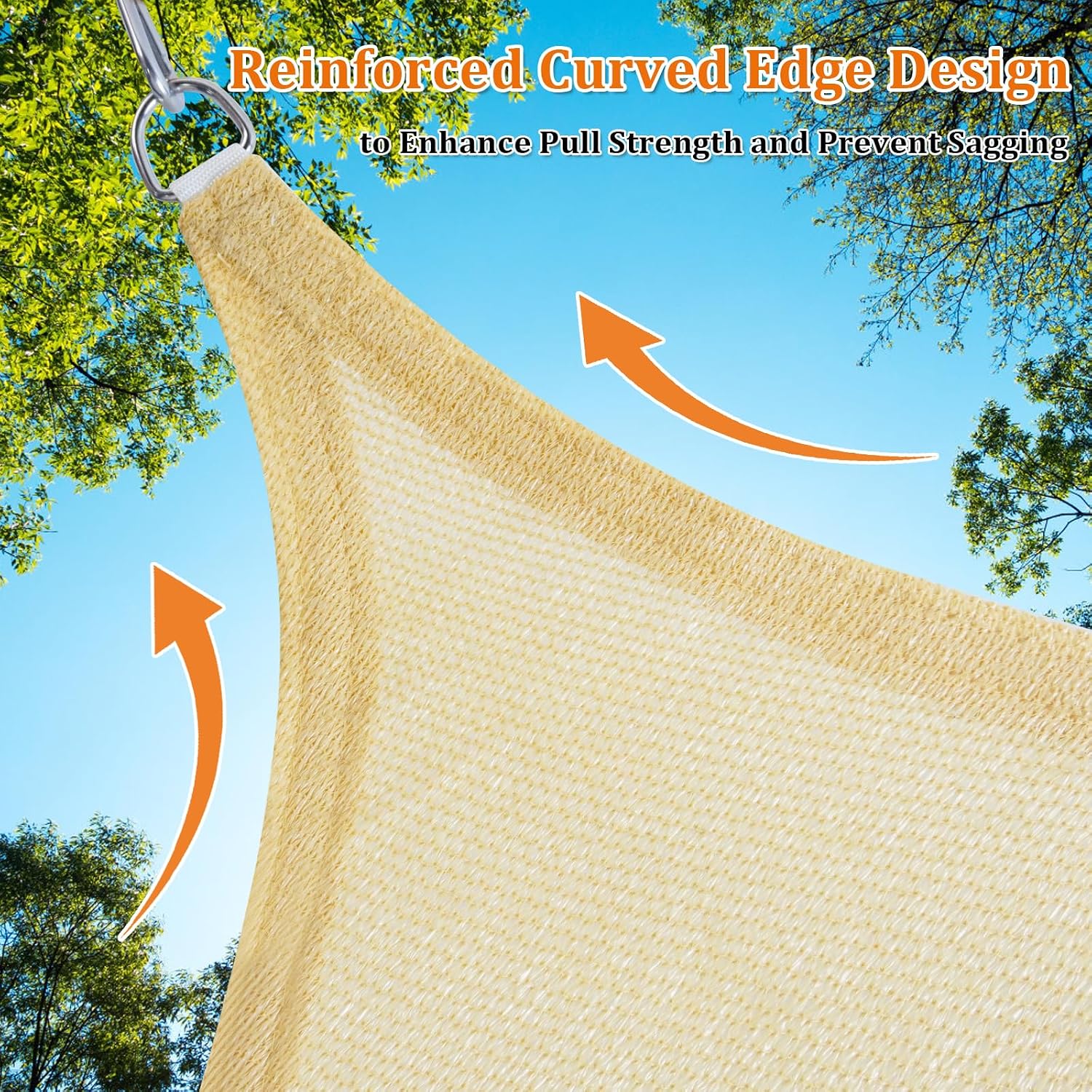 Shade&Beyond Custom 20'x26' Sun Shade Sail Canopy Rectangle UV Block Breathable Curved Sunshade for Backyard Yard Deck Outdoor Facility and Activities. Sand (We Make Custom Size)