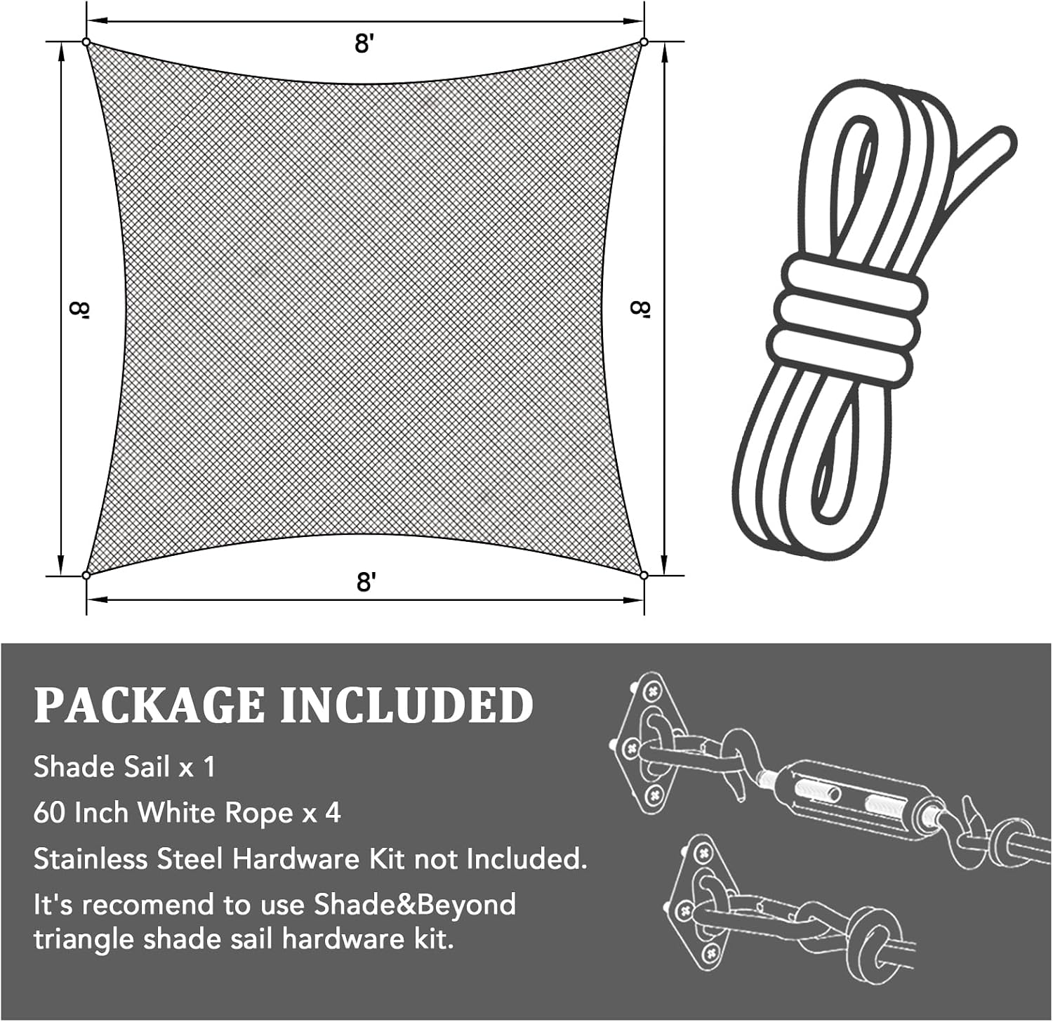 Shade&Beyond Custom 20'x26' Sun Shade Sail Canopy Rectangle UV Block Breathable Curved Sunshade for Backyard Yard Deck Outdoor Facility and Activities. Sand (We Make Custom Size)
